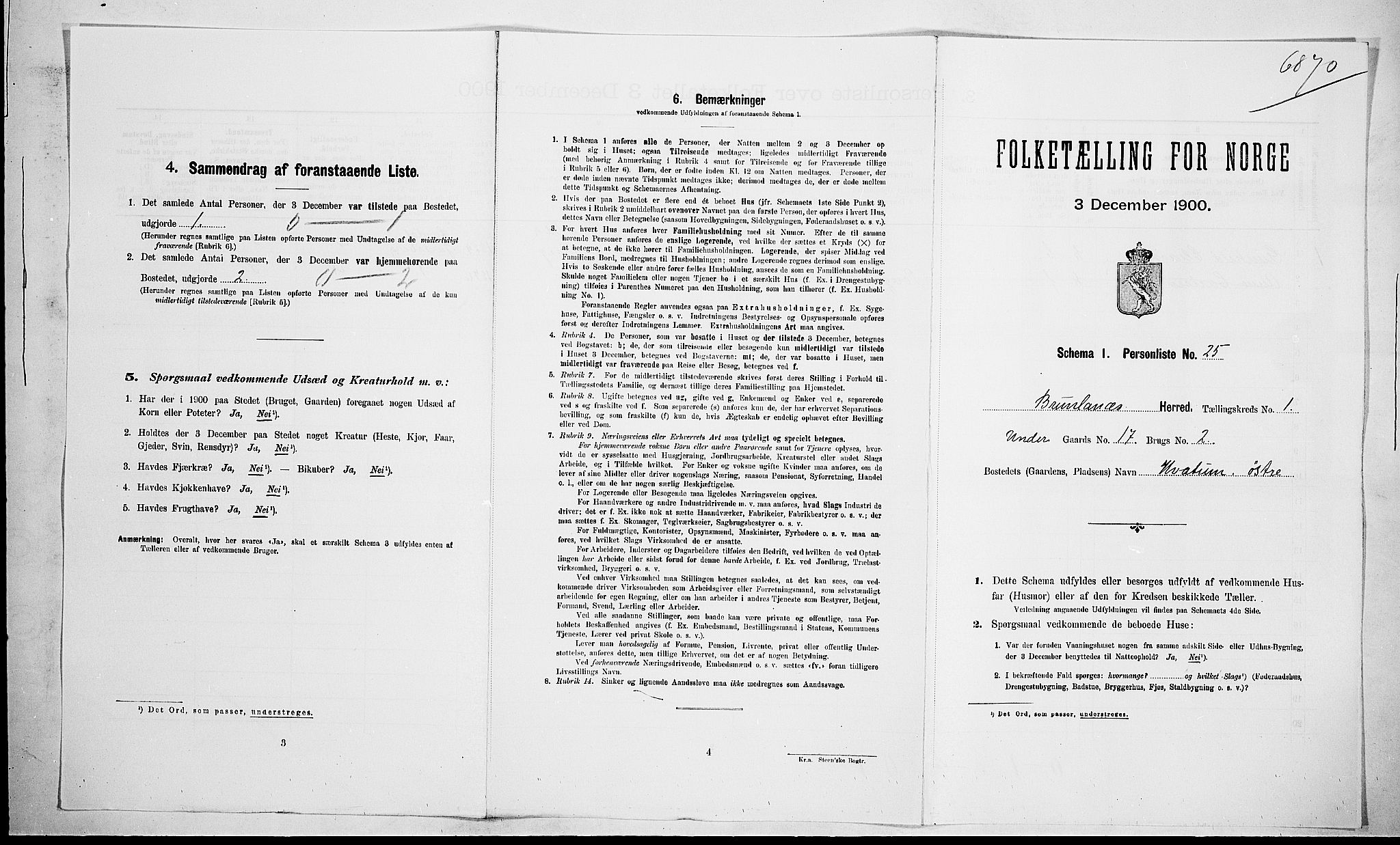 RA, 1900 census for Brunlanes, 1900, p. 160