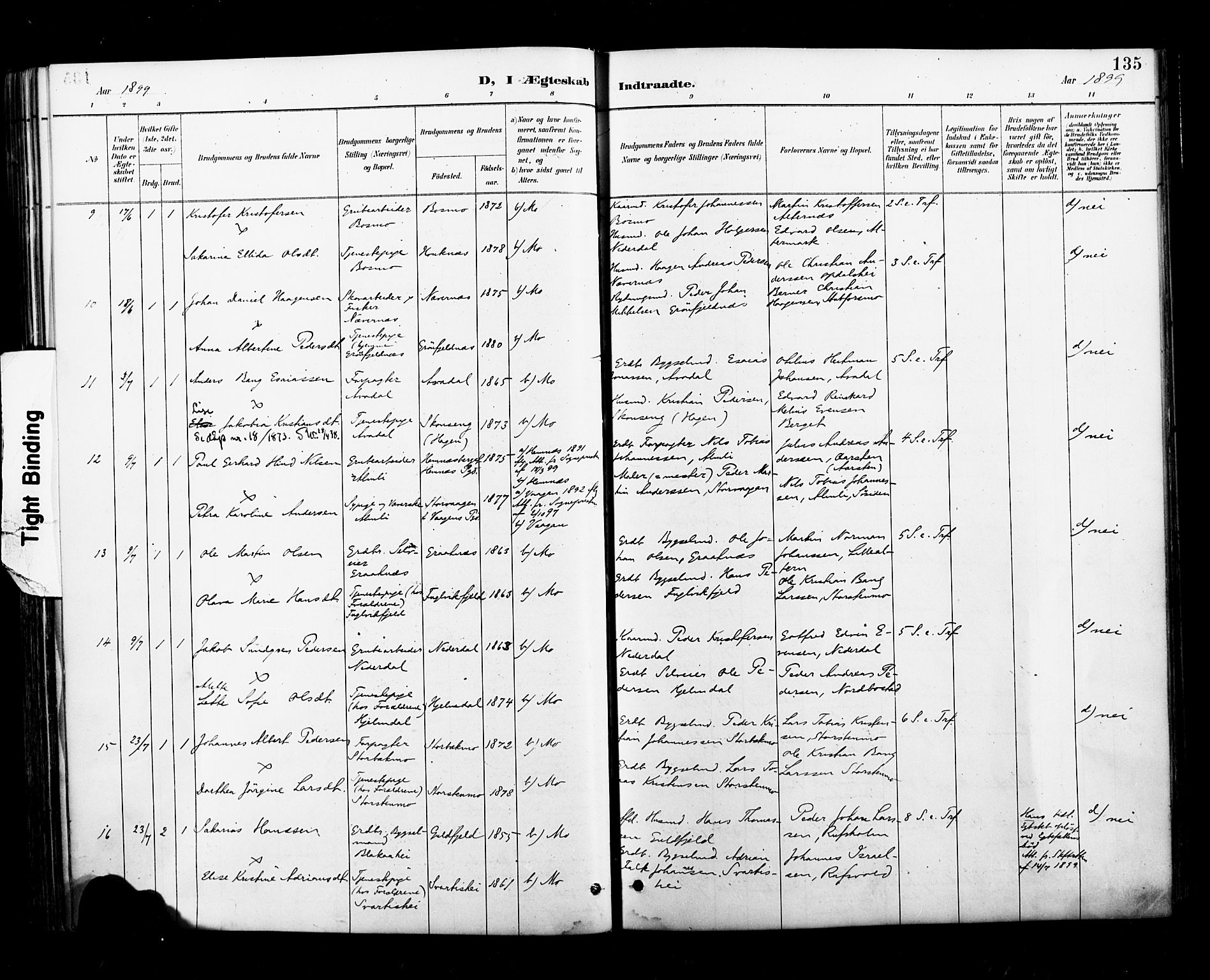 Ministerialprotokoller, klokkerbøker og fødselsregistre - Nordland, AV/SAT-A-1459/827/L0401: Parish register (official) no. 827A13, 1887-1905, p. 135