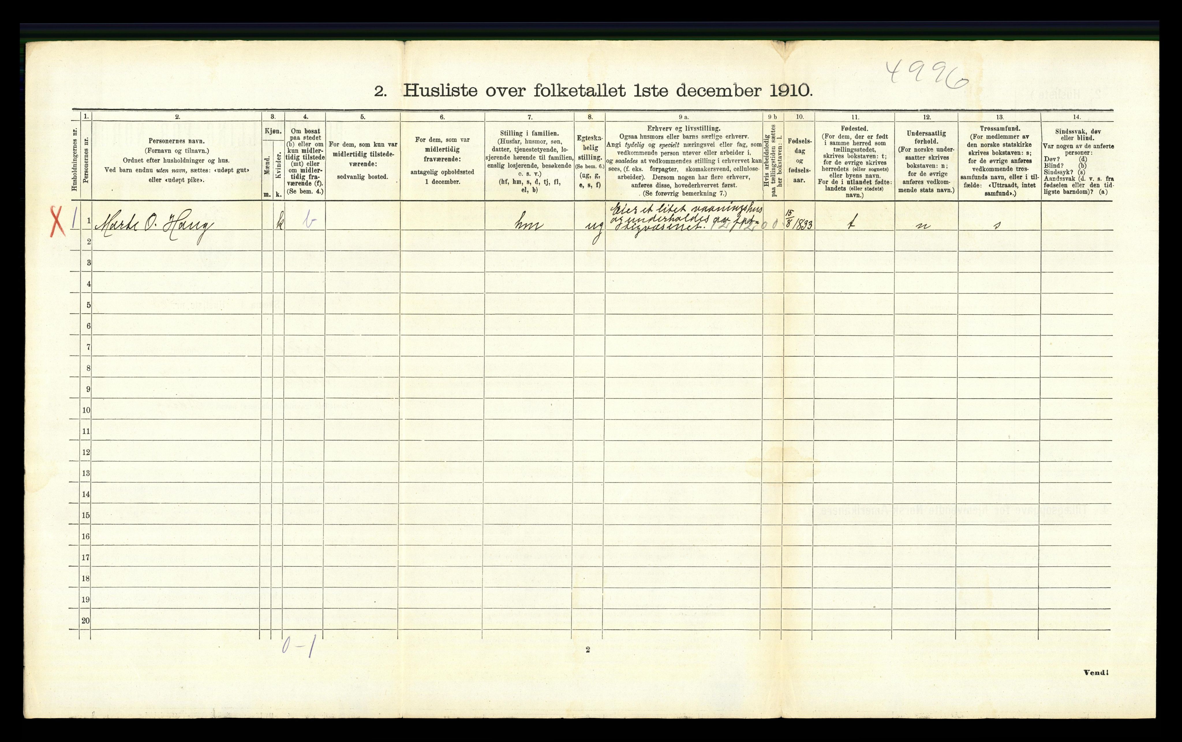 RA, 1910 census for Grue, 1910, p. 1826