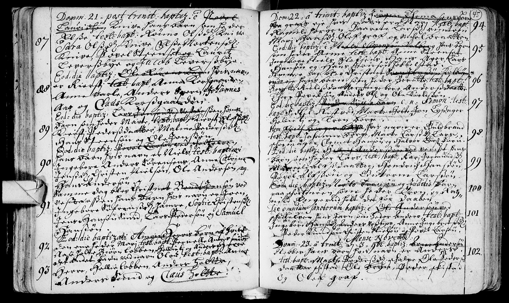 Eiker kirkebøker, AV/SAKO-A-4/F/Fa/L0002: Parish register (official) no. I 2, 1705-1724, p. 45