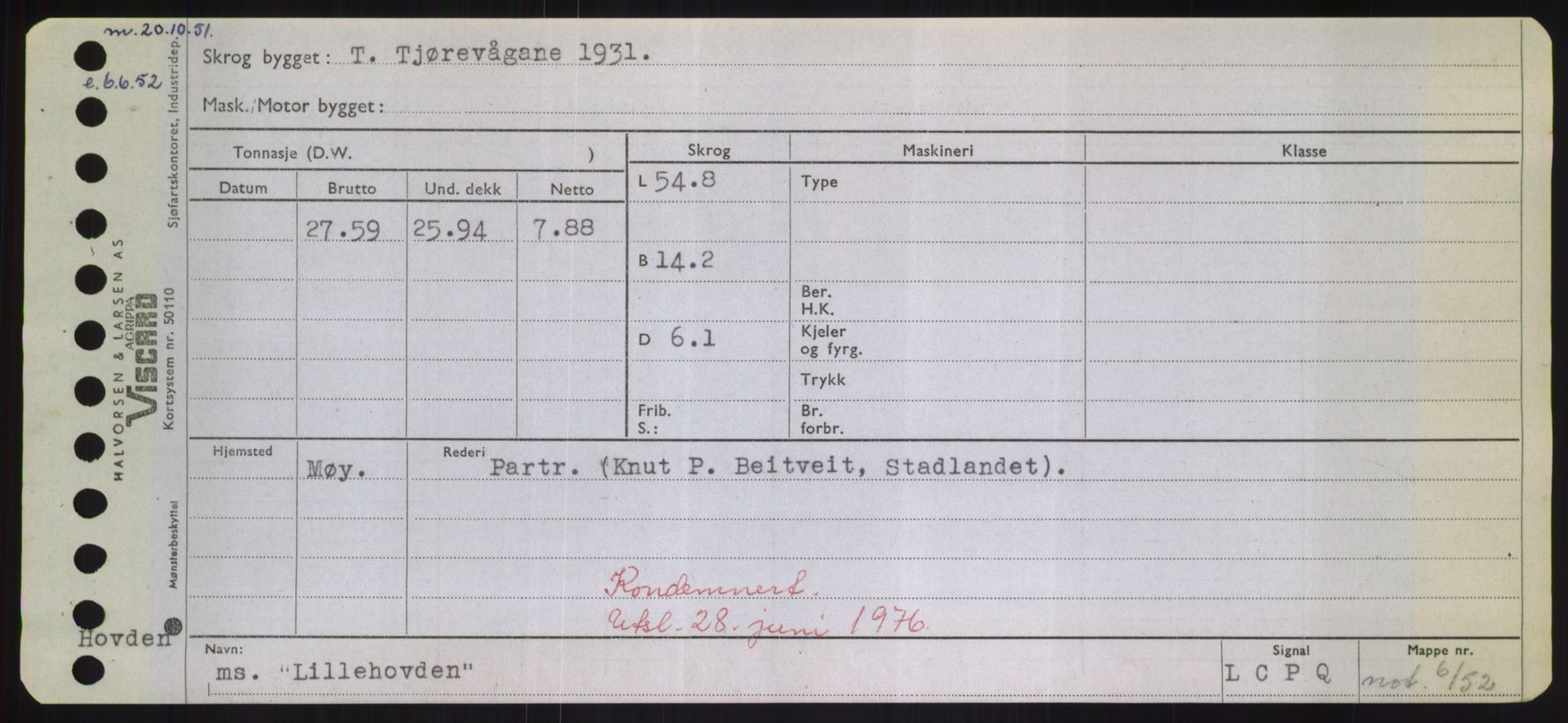 Sjøfartsdirektoratet med forløpere, Skipsmålingen, RA/S-1627/H/Hd/L0023: Fartøy, Lia-Løv, p. 69