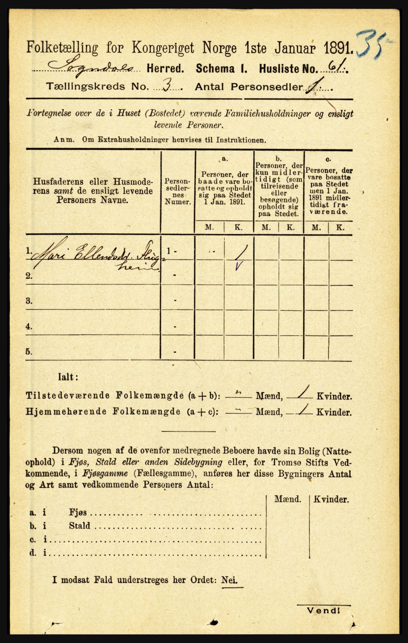 RA, 1891 census for 1420 Sogndal, 1891, p. 1479