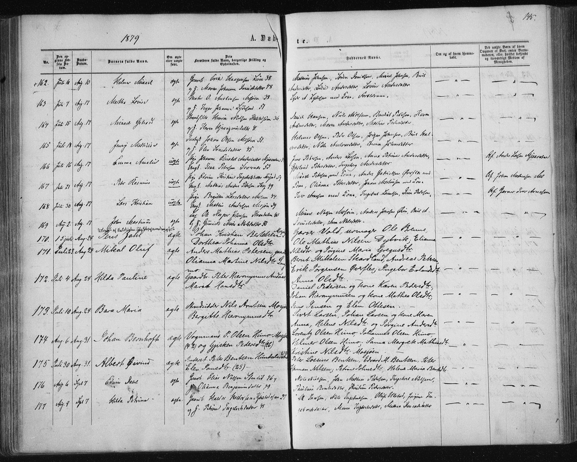 Ministerialprotokoller, klokkerbøker og fødselsregistre - Nordland, AV/SAT-A-1459/820/L0294: Parish register (official) no. 820A15, 1866-1879, p. 145