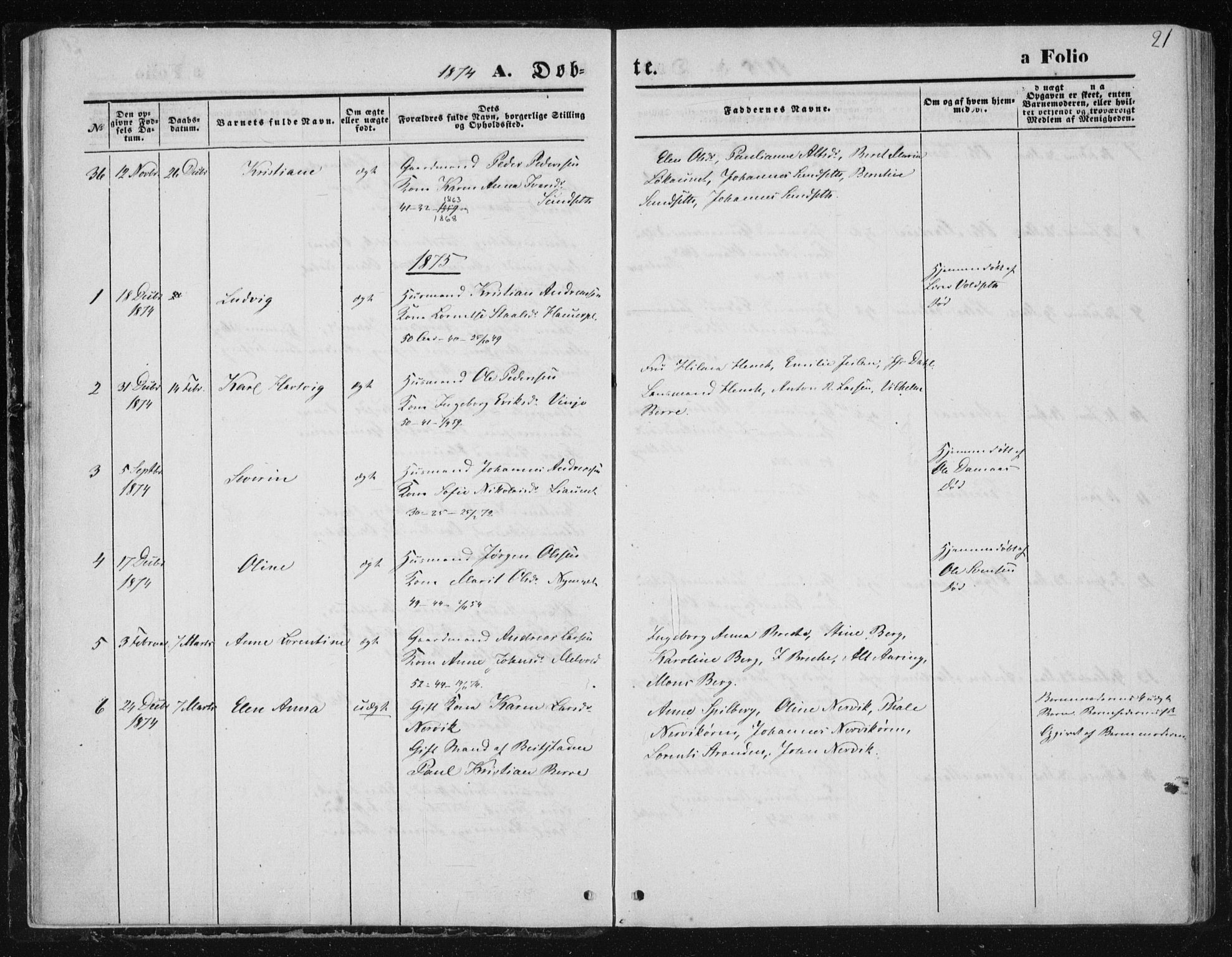 Ministerialprotokoller, klokkerbøker og fødselsregistre - Nord-Trøndelag, SAT/A-1458/733/L0324: Parish register (official) no. 733A03, 1870-1883, p. 21