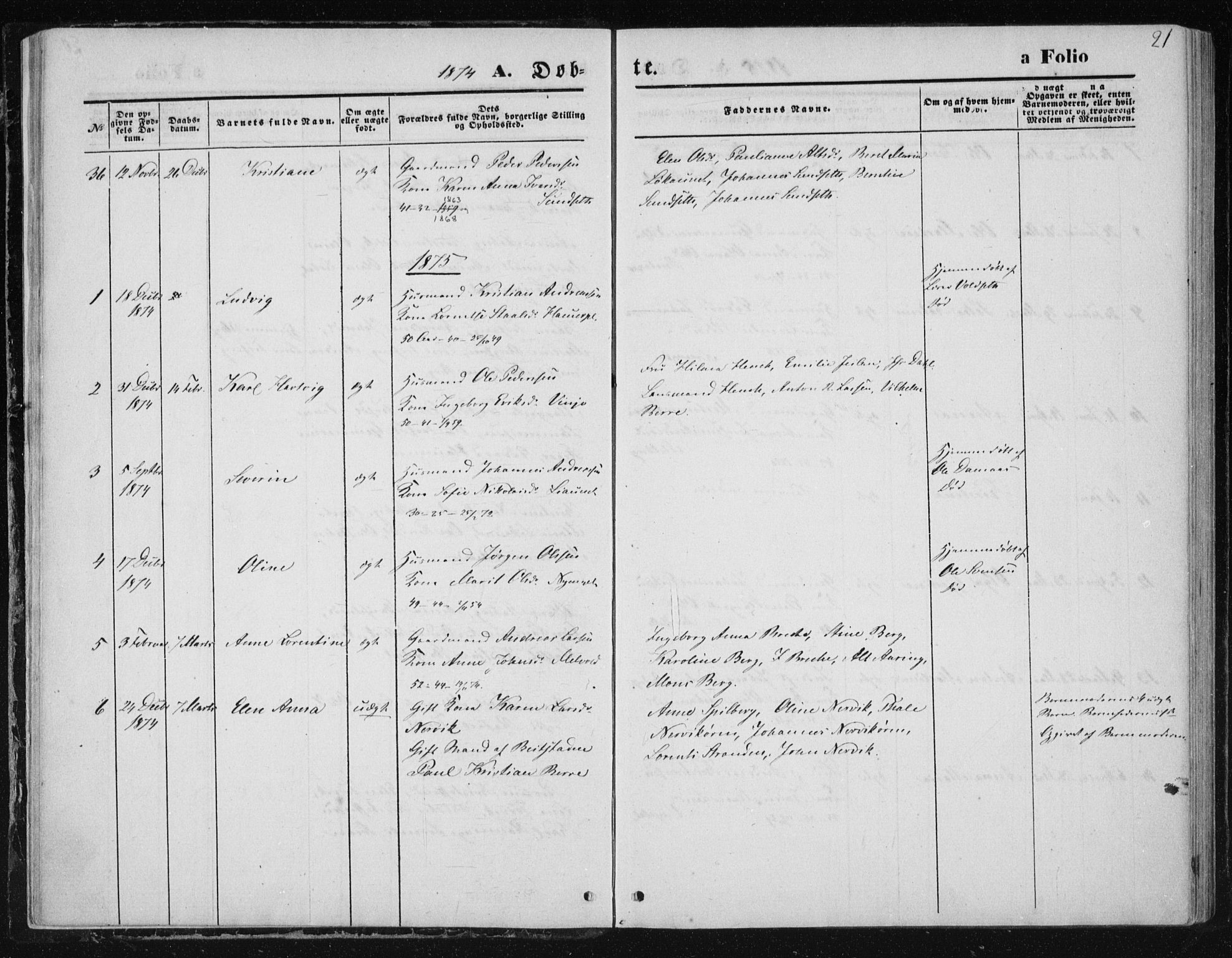 Ministerialprotokoller, klokkerbøker og fødselsregistre - Nord-Trøndelag, AV/SAT-A-1458/733/L0324: Parish register (official) no. 733A03, 1870-1883, p. 21