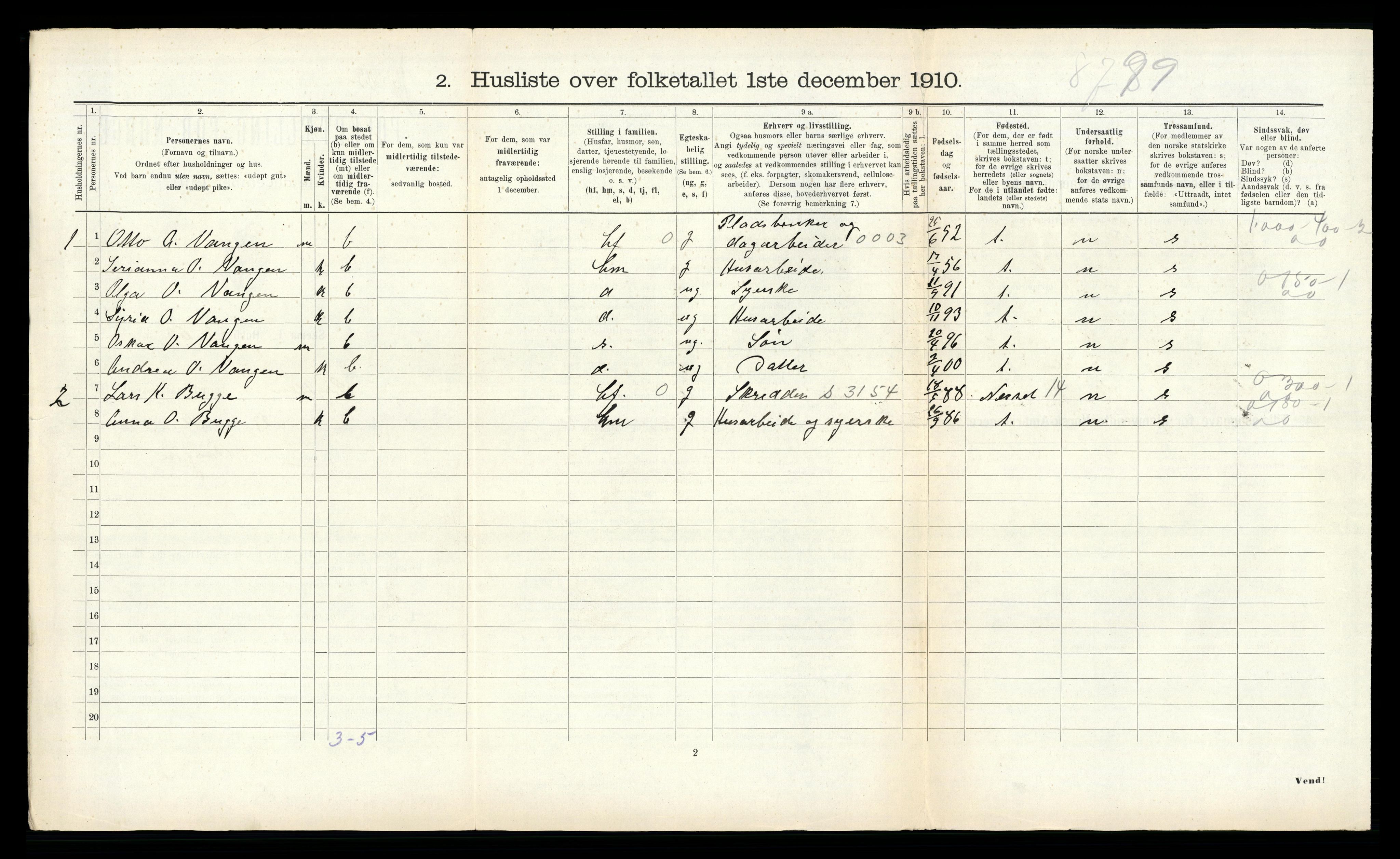 RA, 1910 census for Grytten, 1910, p. 443