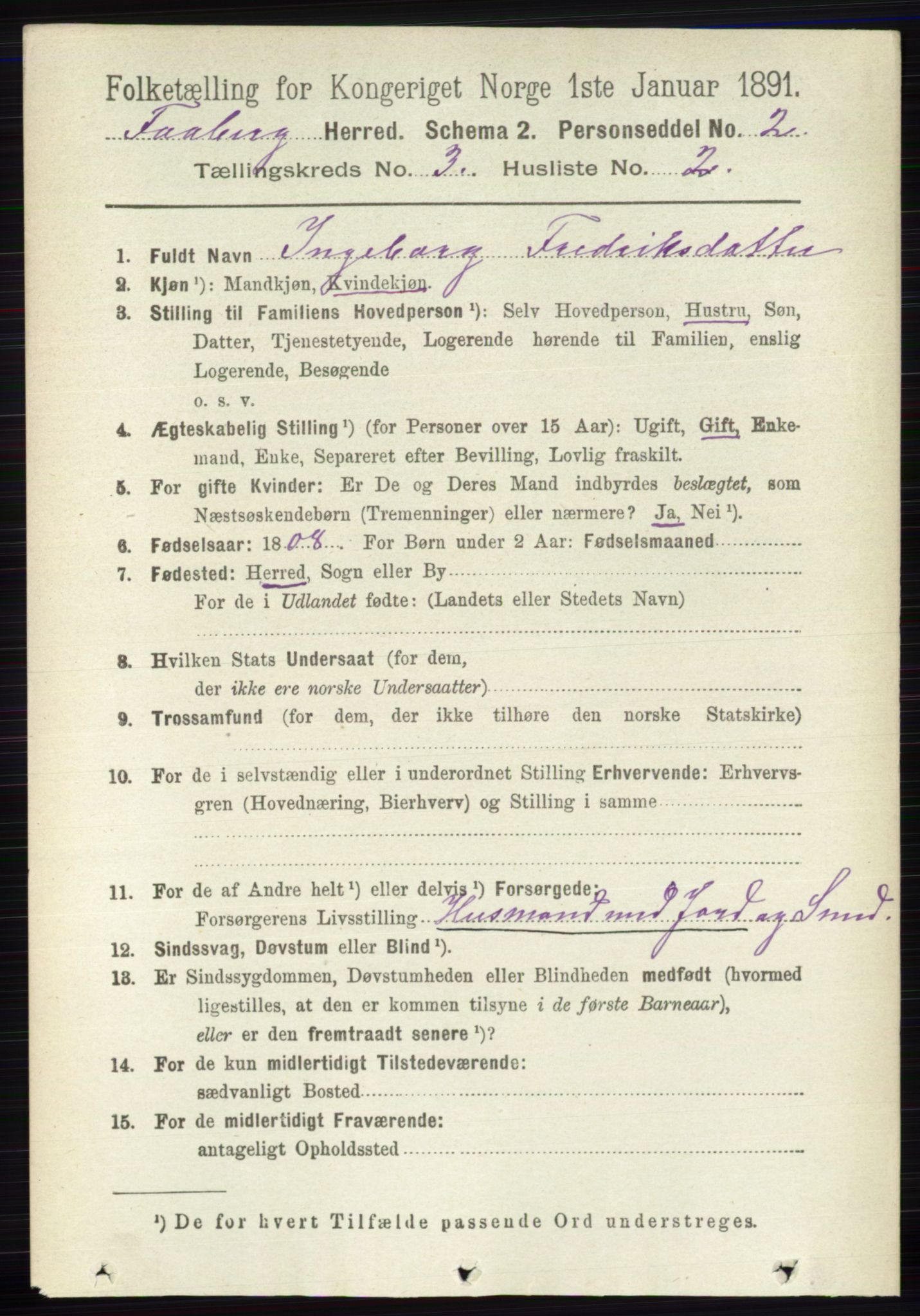 RA, 1891 census for 0524 Fåberg, 1891, p. 867