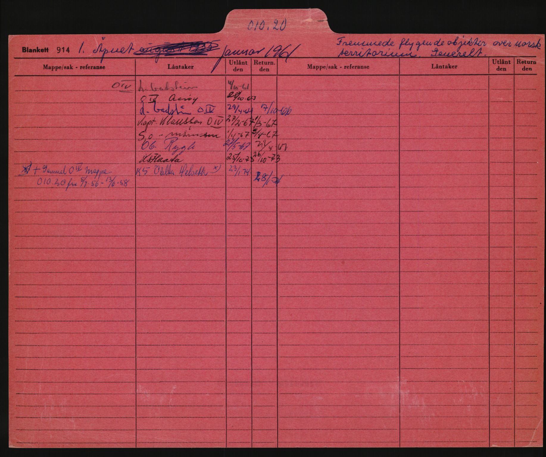 Forsvaret, Luftforsvarets overkommando/Luftforsvarsstaben, AV/RA-RAFA-2246/1/D/Da/L0124/0001: -- / UFO OVER NORSK TERRITORIUM, 1954-1970, p. 2