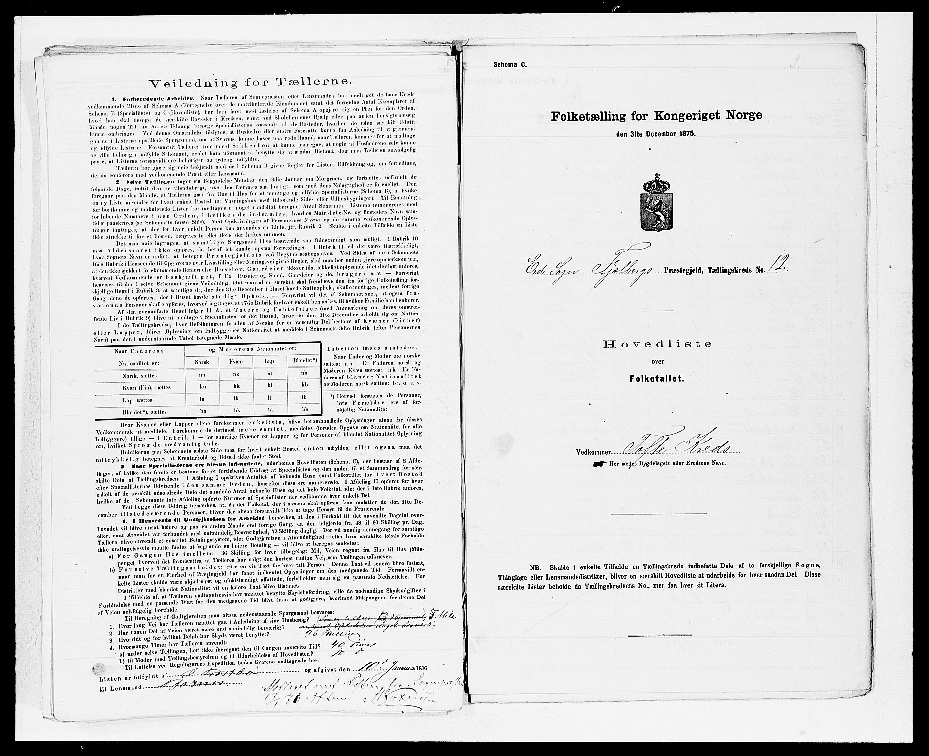 SAB, 1875 census for 1213P Fjelberg, 1875, p. 24