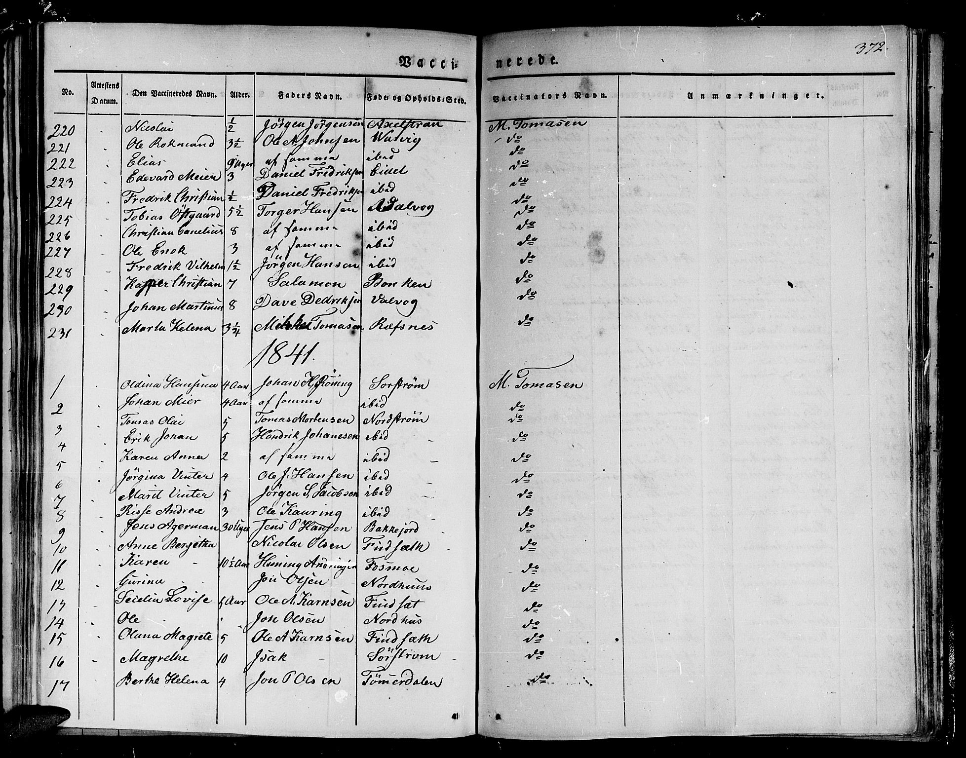 Tranøy sokneprestkontor, SATØ/S-1313/I/Ia/Iaa/L0005kirke: Parish register (official) no. 5, 1829-1844, p. 372