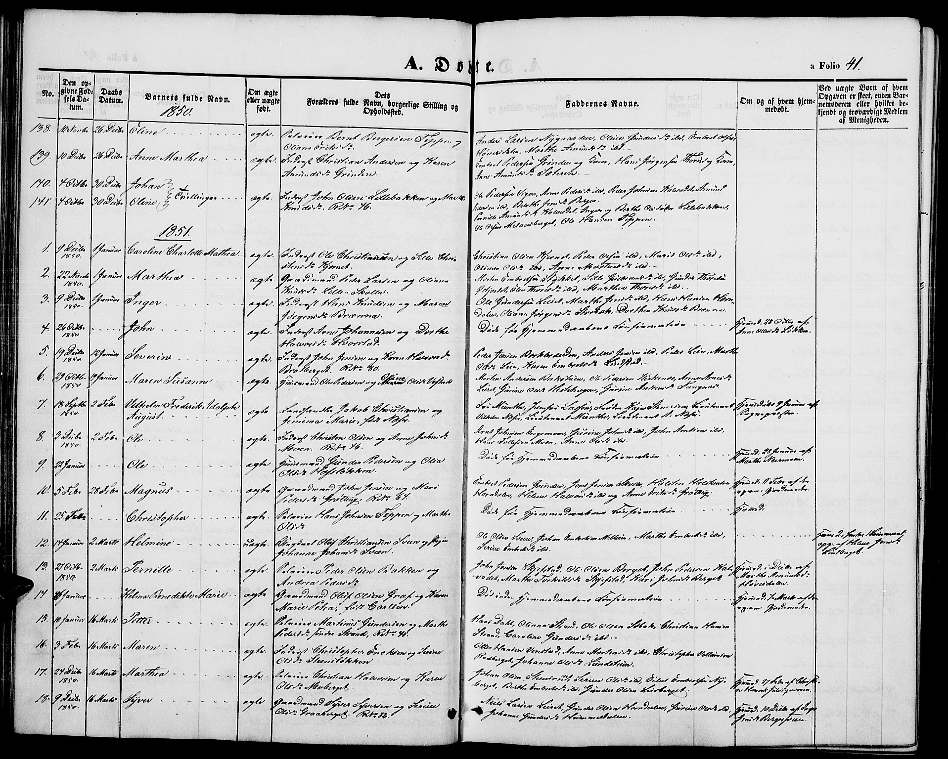 Elverum prestekontor, SAH/PREST-044/H/Ha/Hab/L0002: Parish register (copy) no. 2, 1845-1855, p. 41
