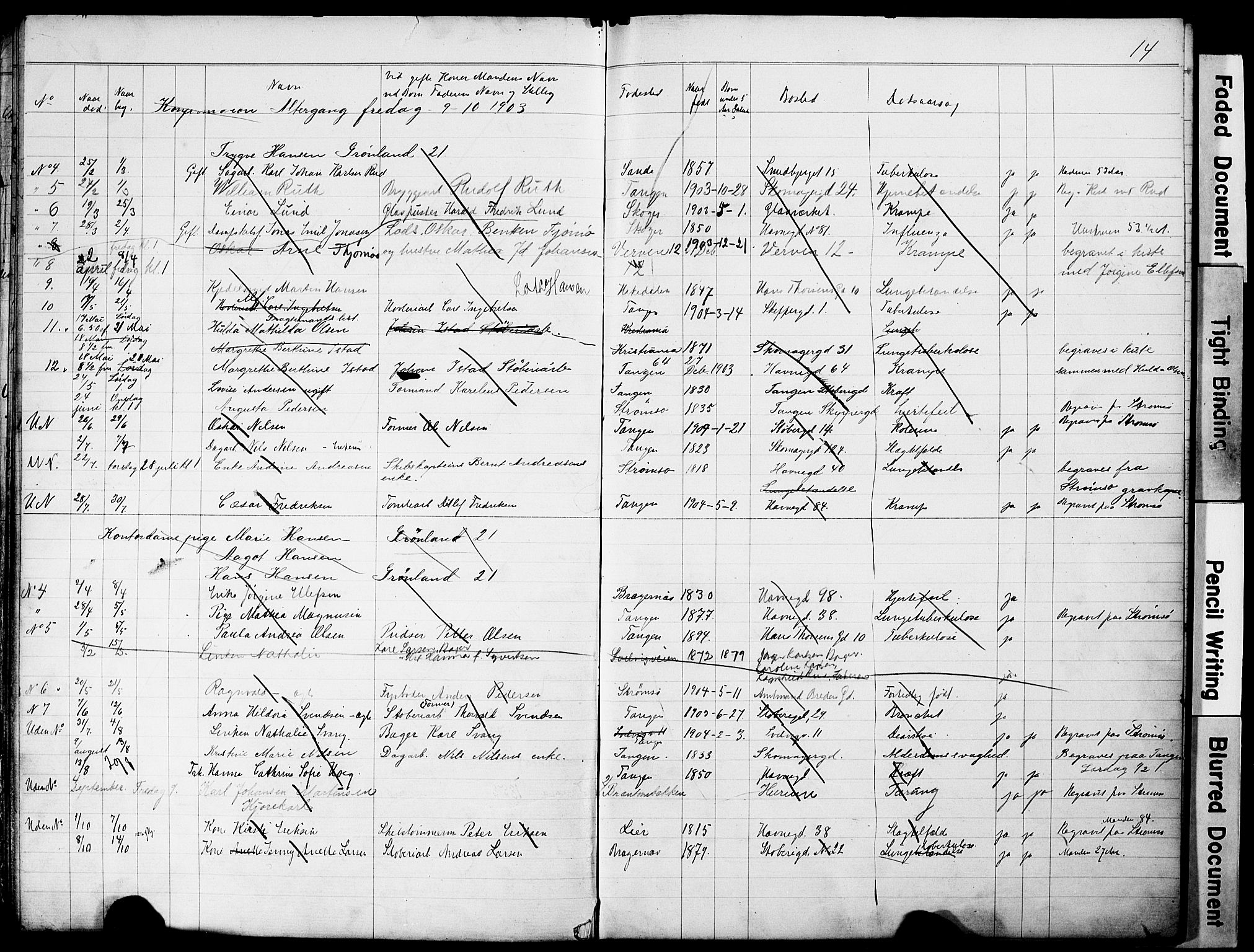 Strømsø kirkebøker, SAKO/A-246/Y/Yb/L0001: Parish register draft no. II 1, 1896-1904, p. 14