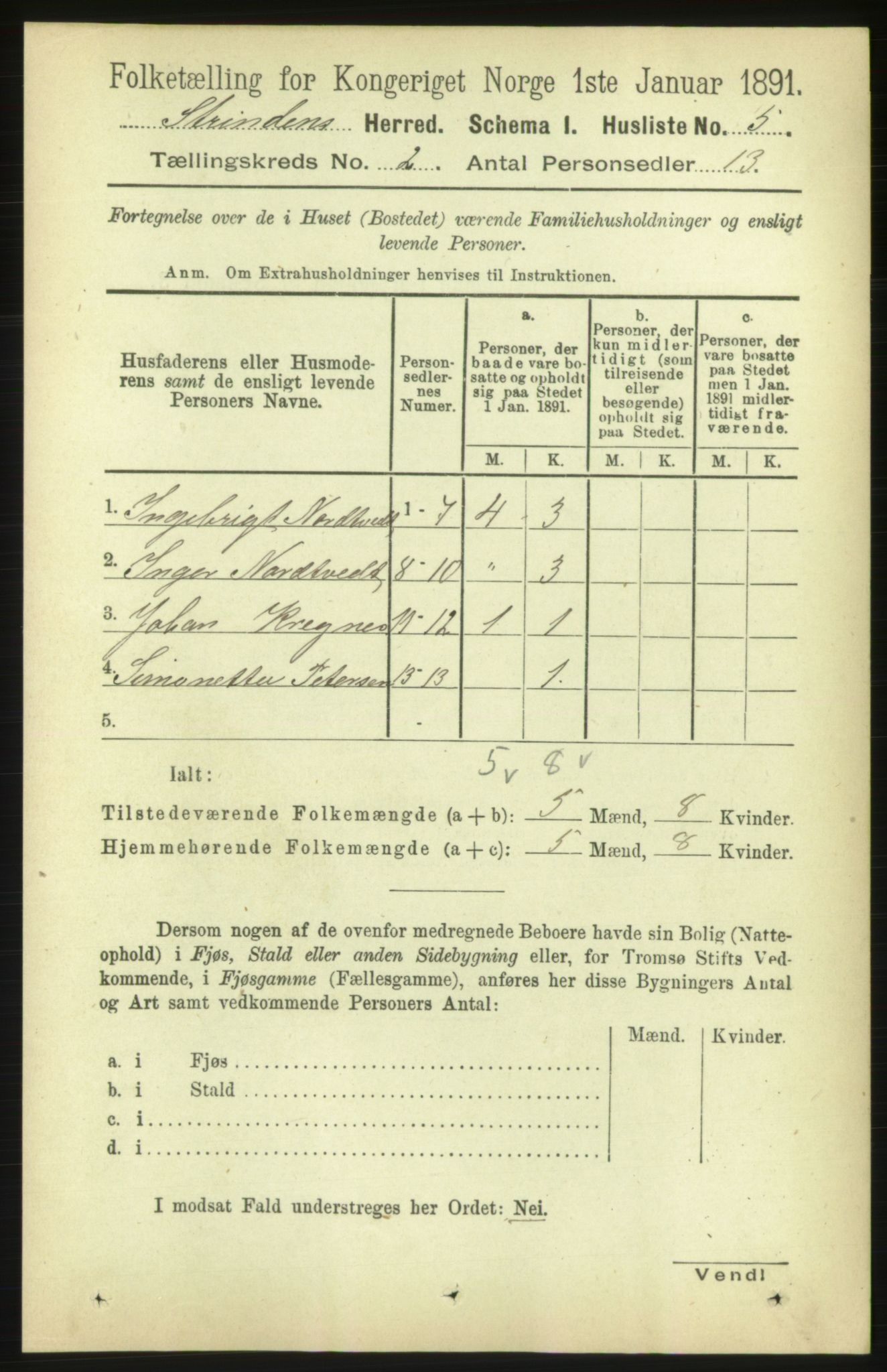 RA, 1891 census for 1660 Strinda, 1891, p. 693