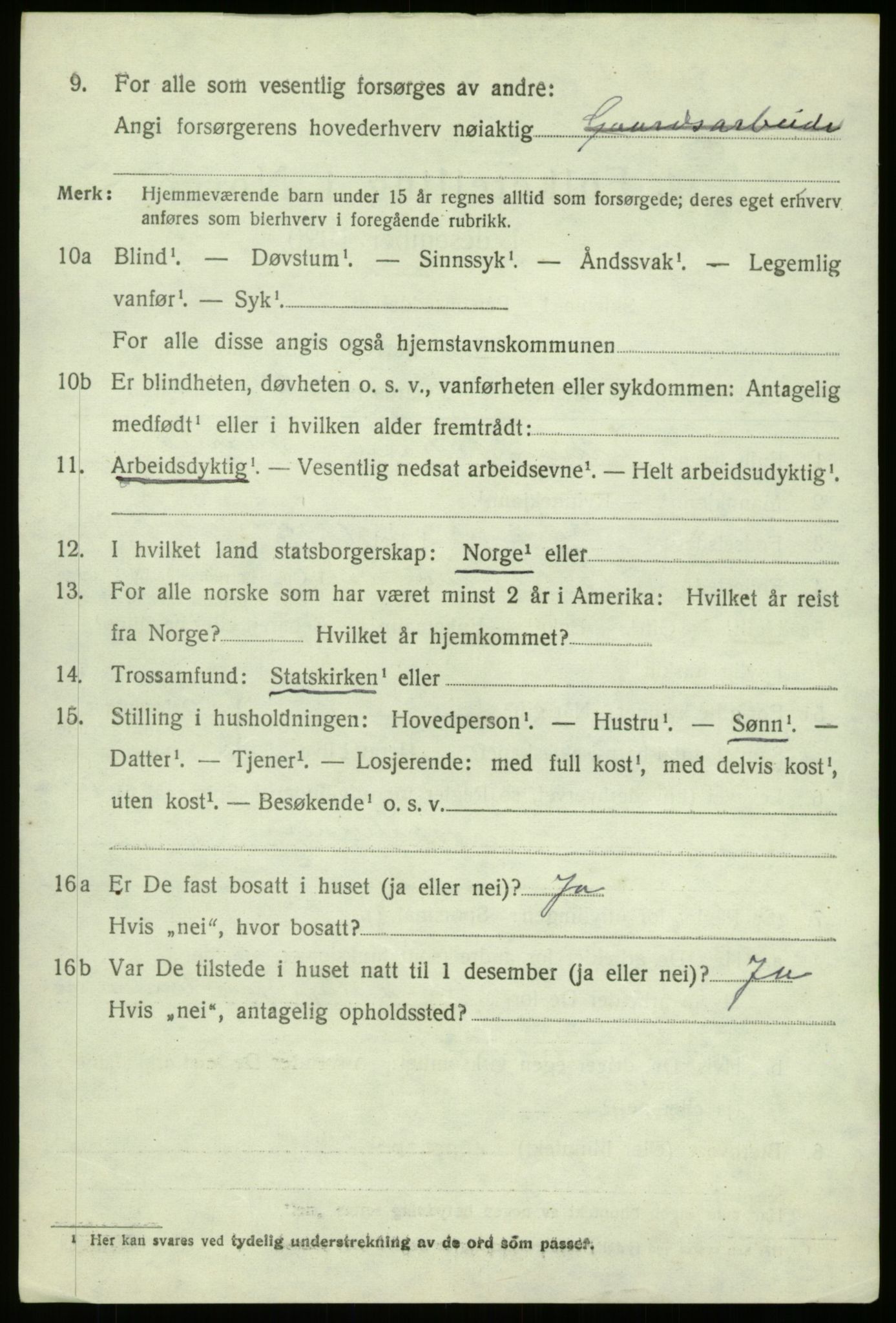 SAB, 1920 census for Balestrand, 1920, p. 2109