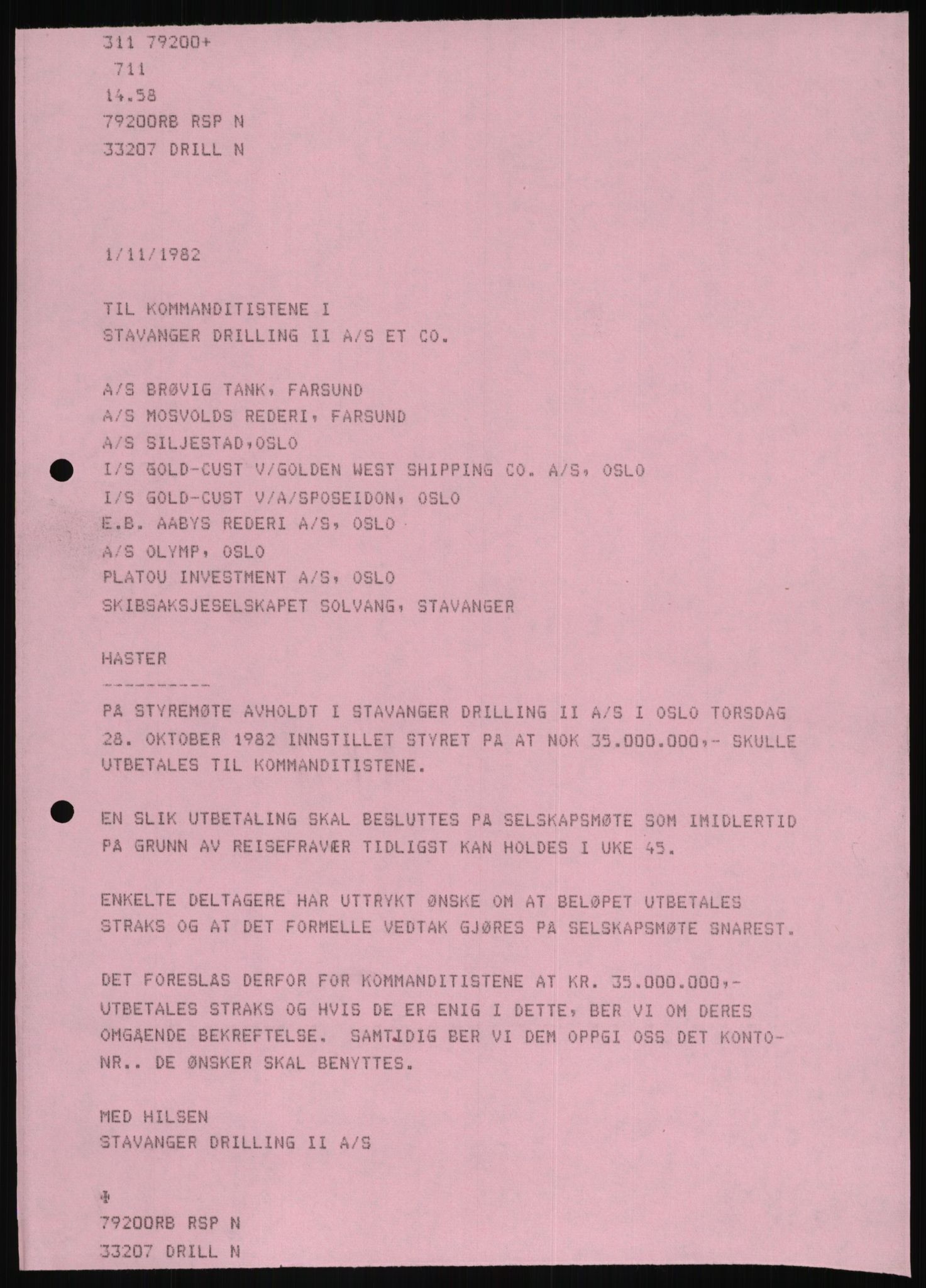 Pa 1503 - Stavanger Drilling AS, AV/SAST-A-101906/D/L0006: Korrespondanse og saksdokumenter, 1974-1984, p. 347