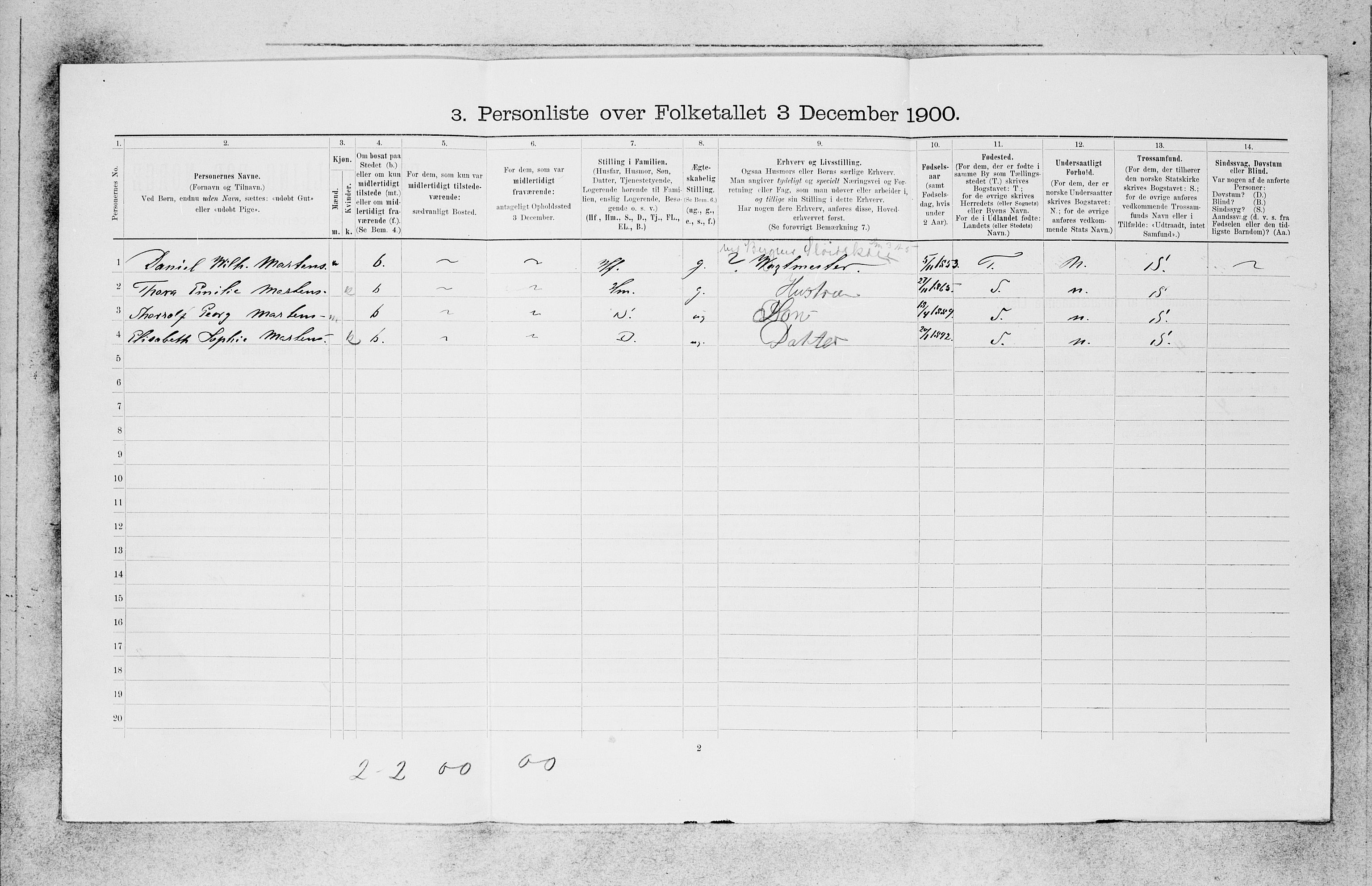 SAB, 1900 census for Bergen, 1900, p. 21342