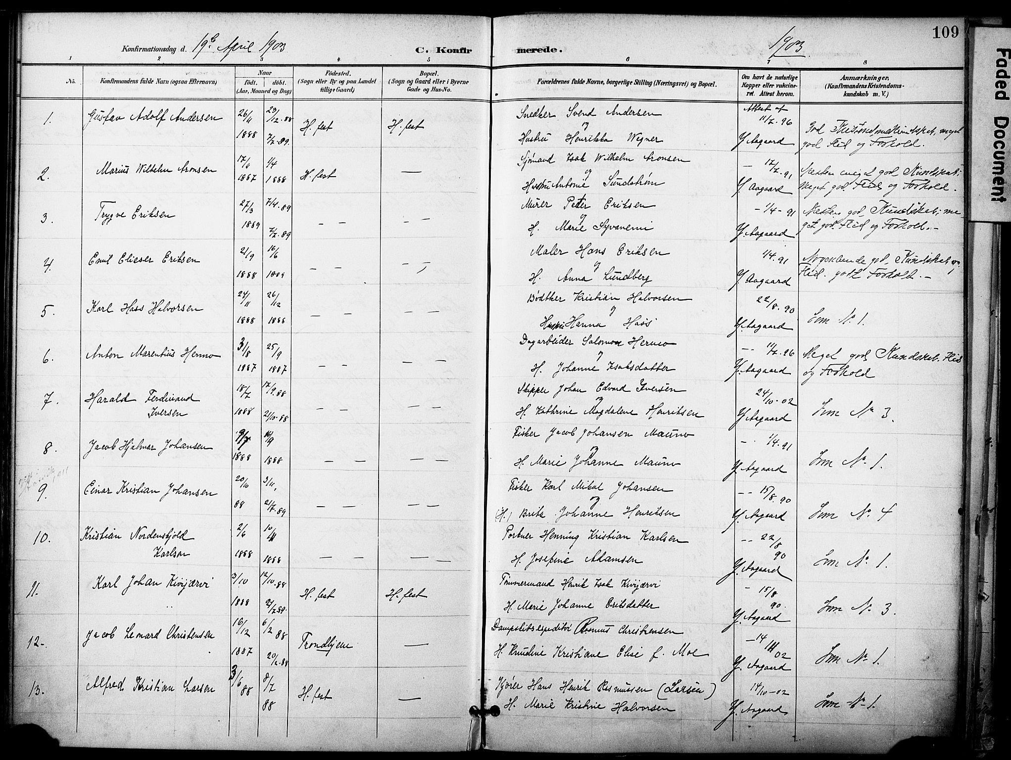 Hammerfest sokneprestkontor, SATØ/S-1347/H/Ha/L0010.kirke: Parish register (official) no. 10, 1898-1905, p. 109