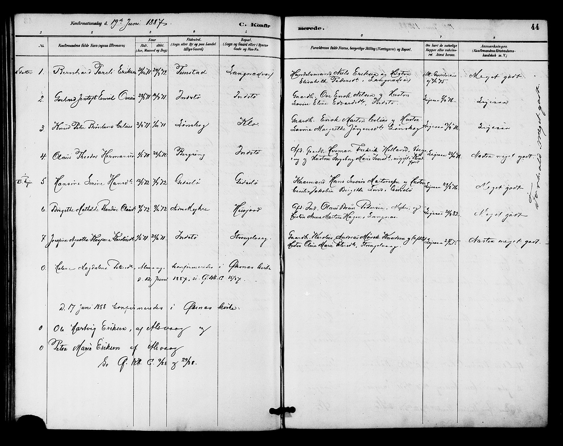 Ministerialprotokoller, klokkerbøker og fødselsregistre - Nordland, AV/SAT-A-1459/894/L1355: Parish register (official) no. 894A01, 1885-1896, p. 44