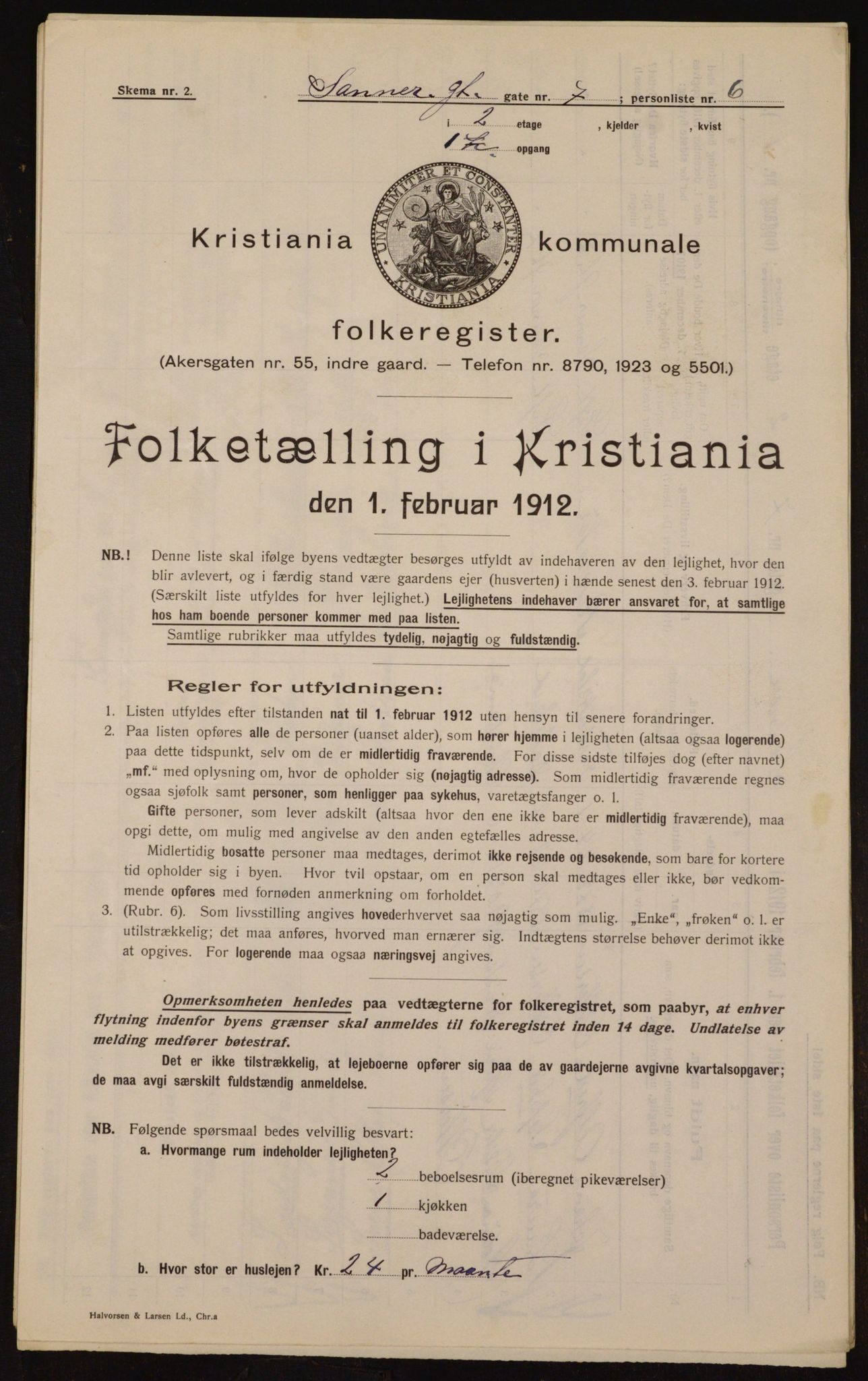 OBA, Municipal Census 1912 for Kristiania, 1912, p. 88727