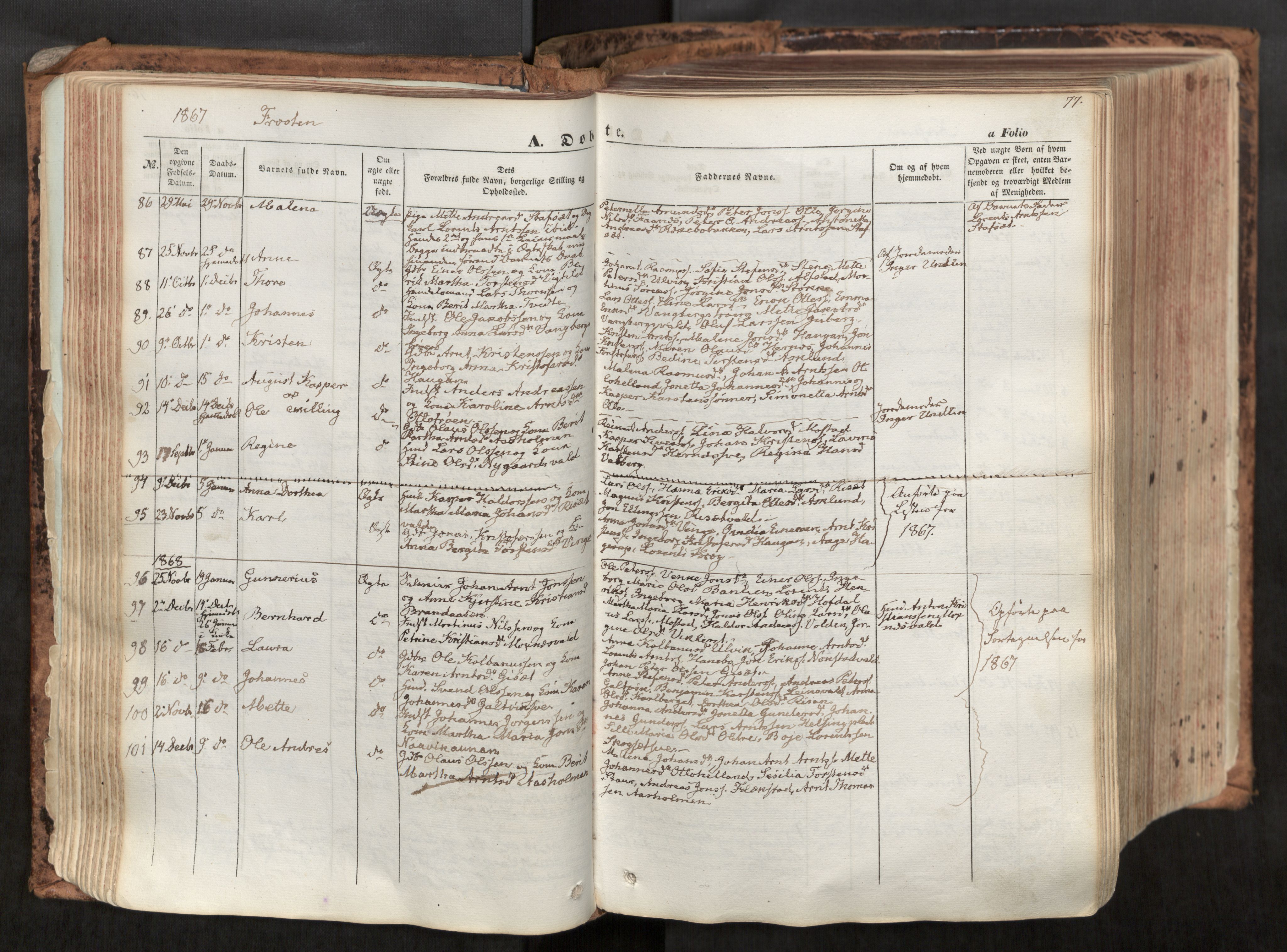 Ministerialprotokoller, klokkerbøker og fødselsregistre - Nord-Trøndelag, SAT/A-1458/713/L0116: Parish register (official) no. 713A07, 1850-1877, p. 77
