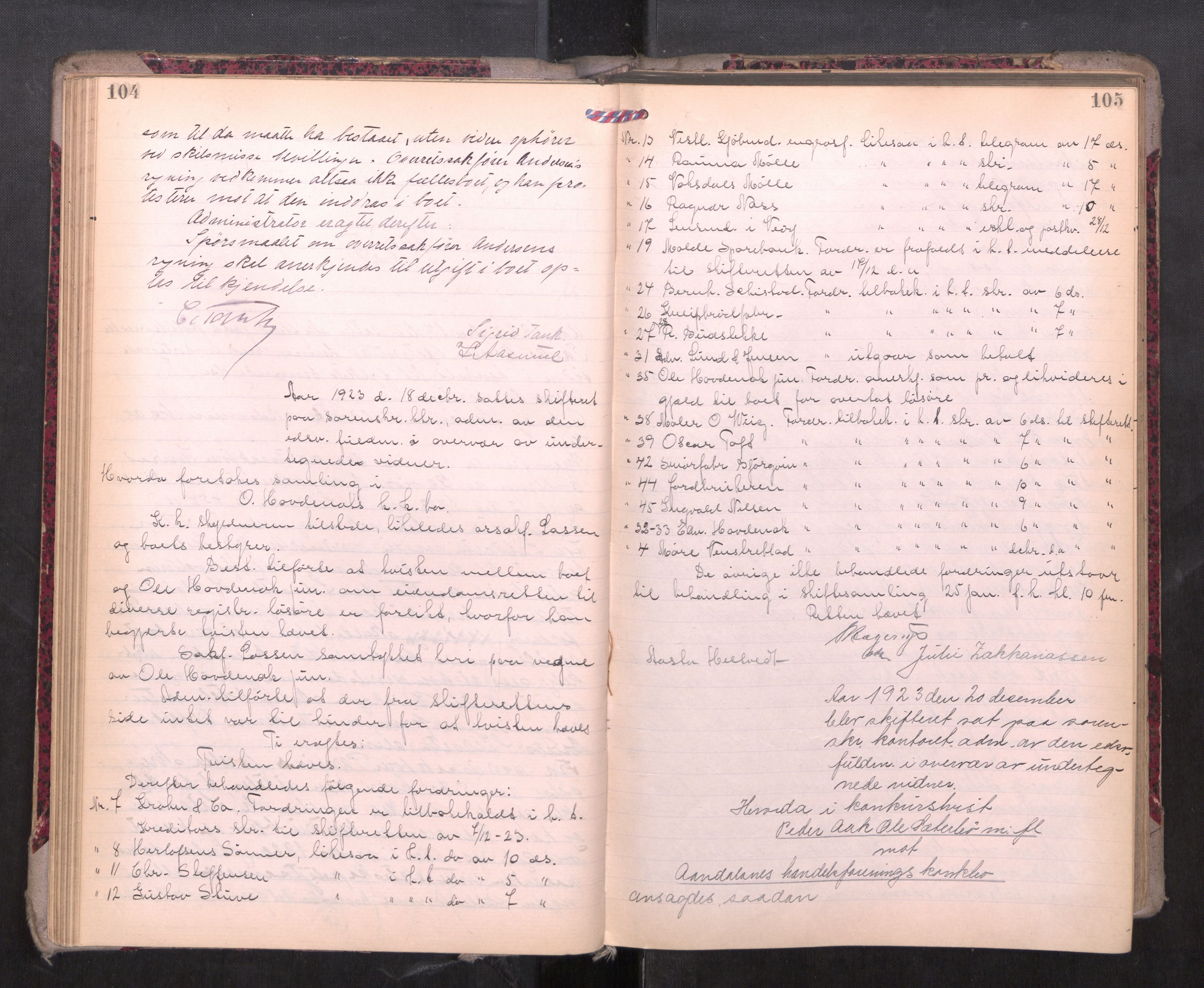 Romsdal sorenskriveri, AV/SAT-A-4149/1/3/3B/L0010: Skiftebehandlingsprotokoll, 1923-1925, p. 104-105