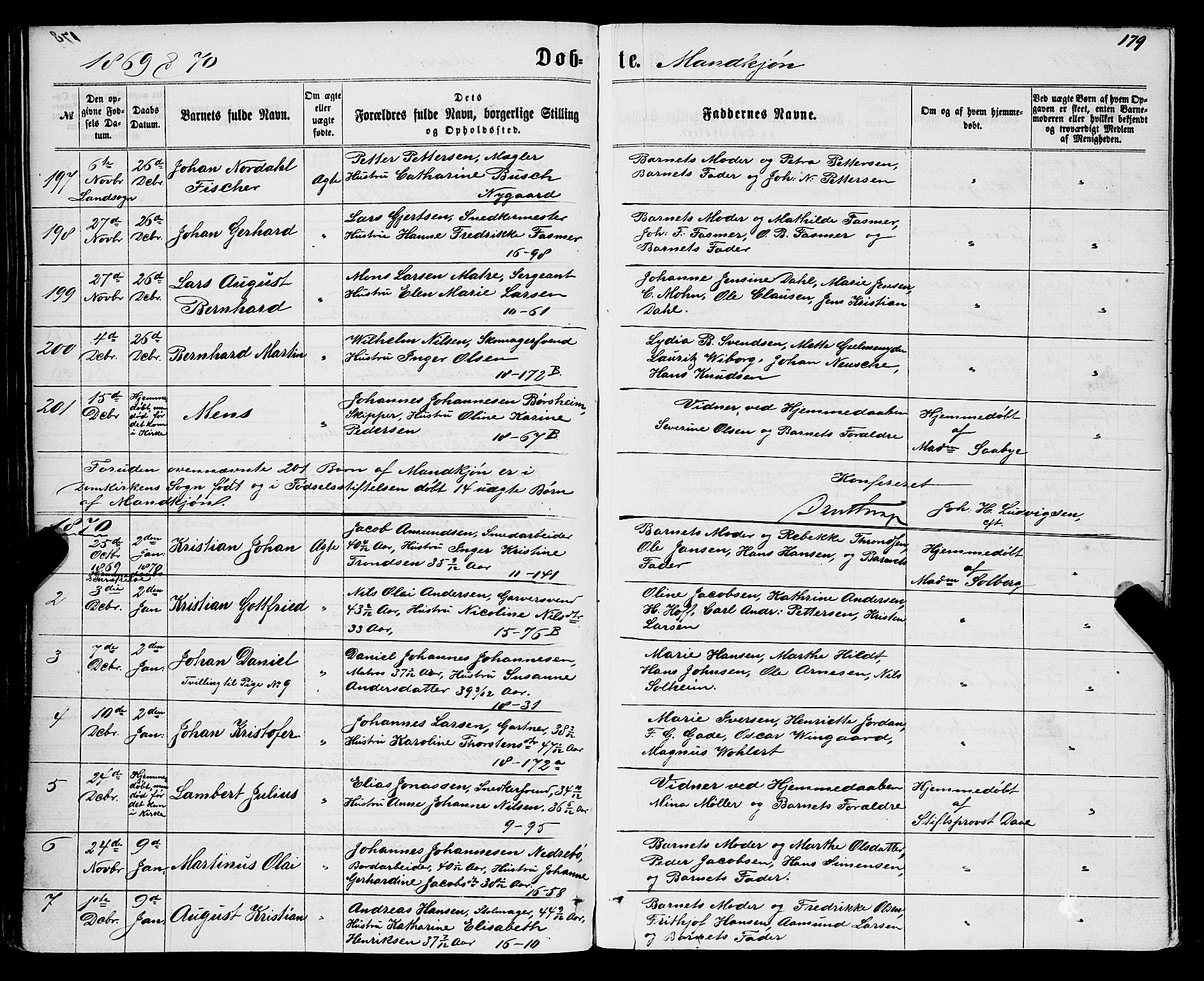 Domkirken sokneprestembete, SAB/A-74801/H/Haa/L0021: Parish register (official) no. B 4, 1859-1871, p. 179