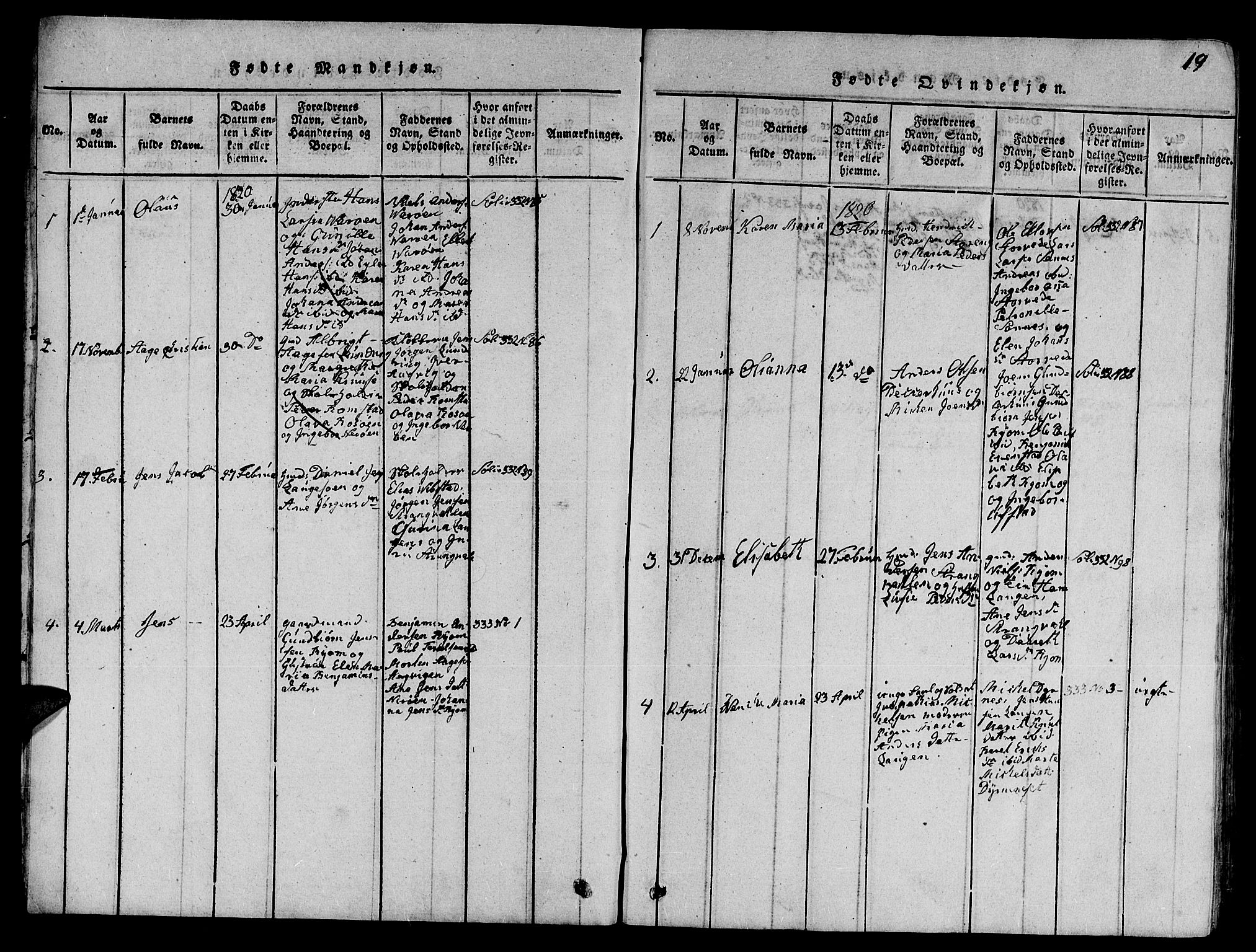 Ministerialprotokoller, klokkerbøker og fødselsregistre - Nord-Trøndelag, AV/SAT-A-1458/784/L0679: Parish register (copy) no. 784C01 /1, 1816-1822, p. 19