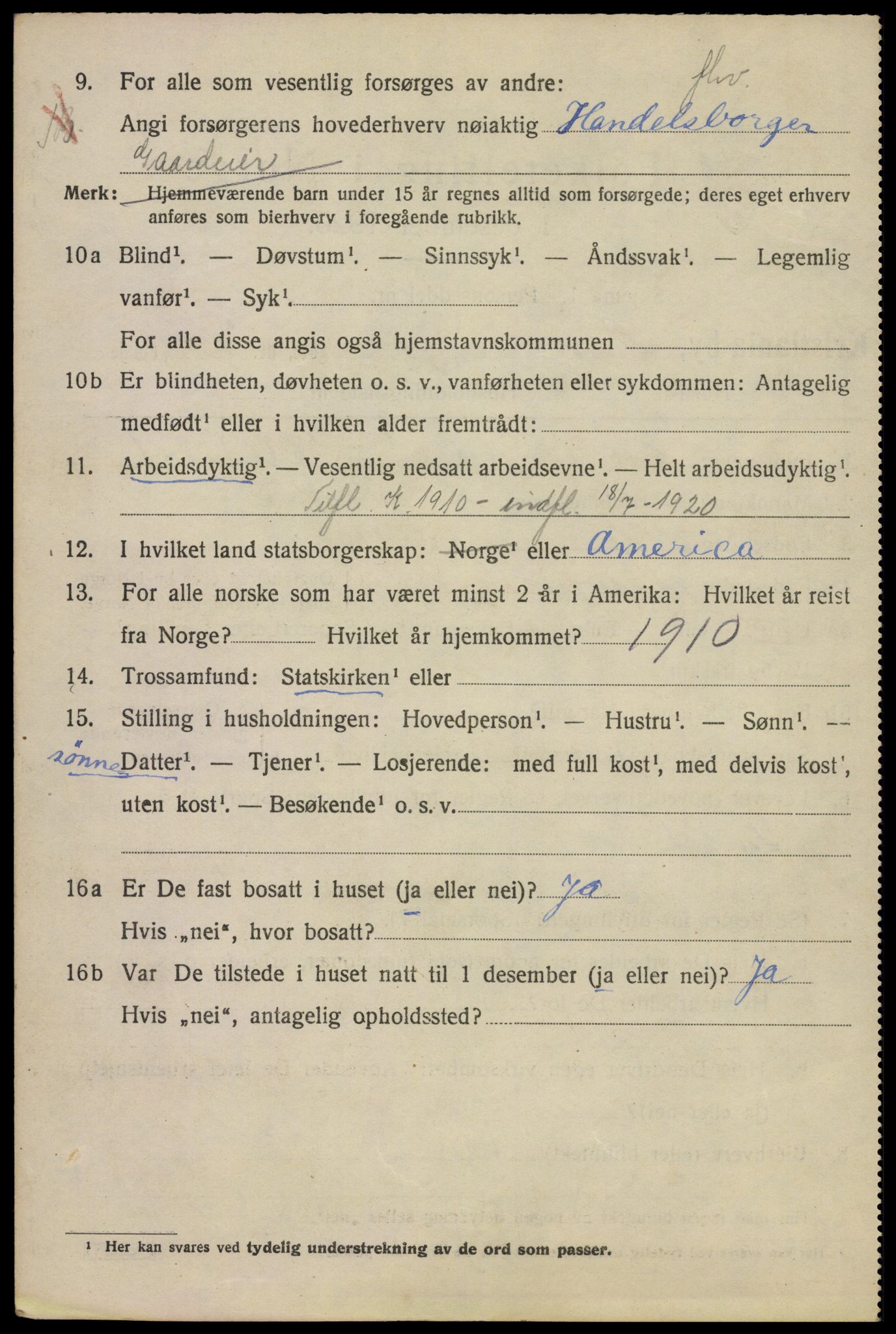 SAO, 1920 census for Kristiania, 1920, p. 261306