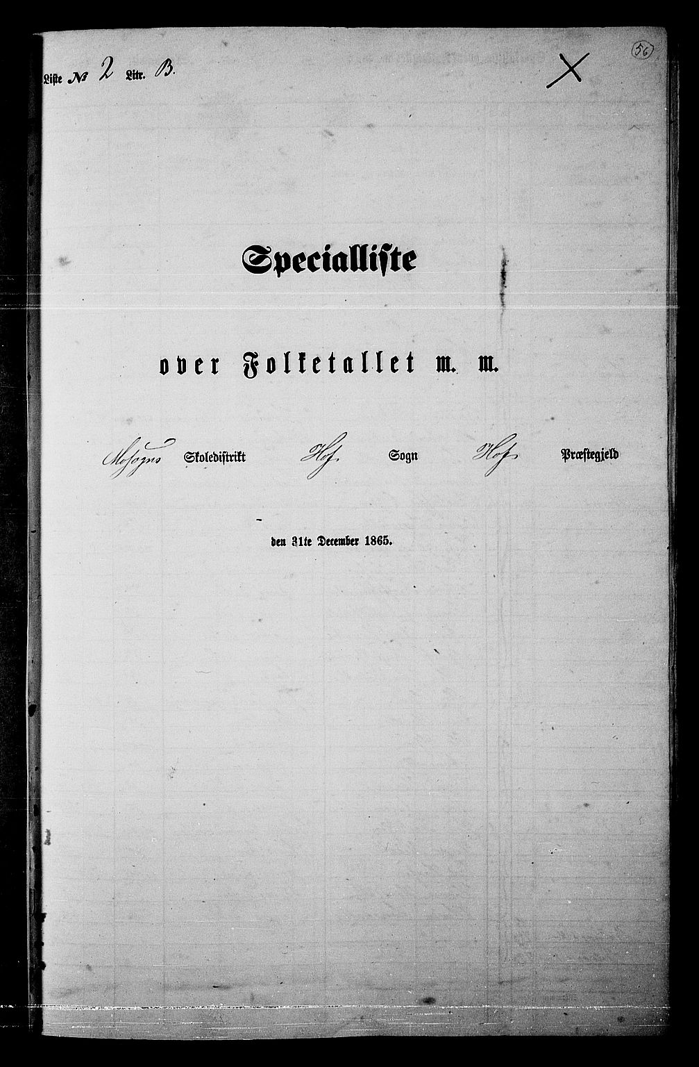 RA, 1865 census for Hof, 1865, p. 52