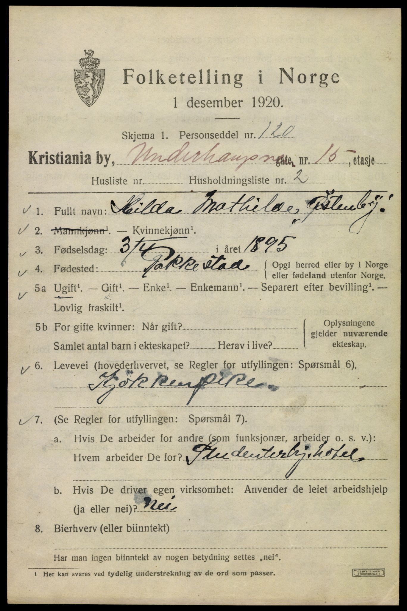 SAO, 1920 census for Kristiania, 1920, p. 618059