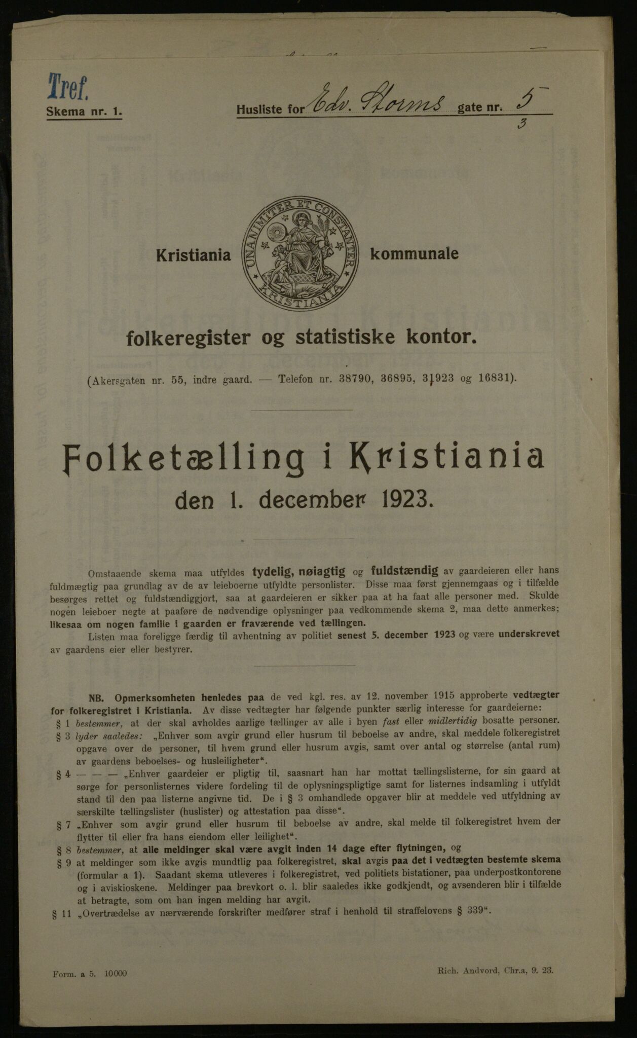 OBA, Municipal Census 1923 for Kristiania, 1923, p. 20936