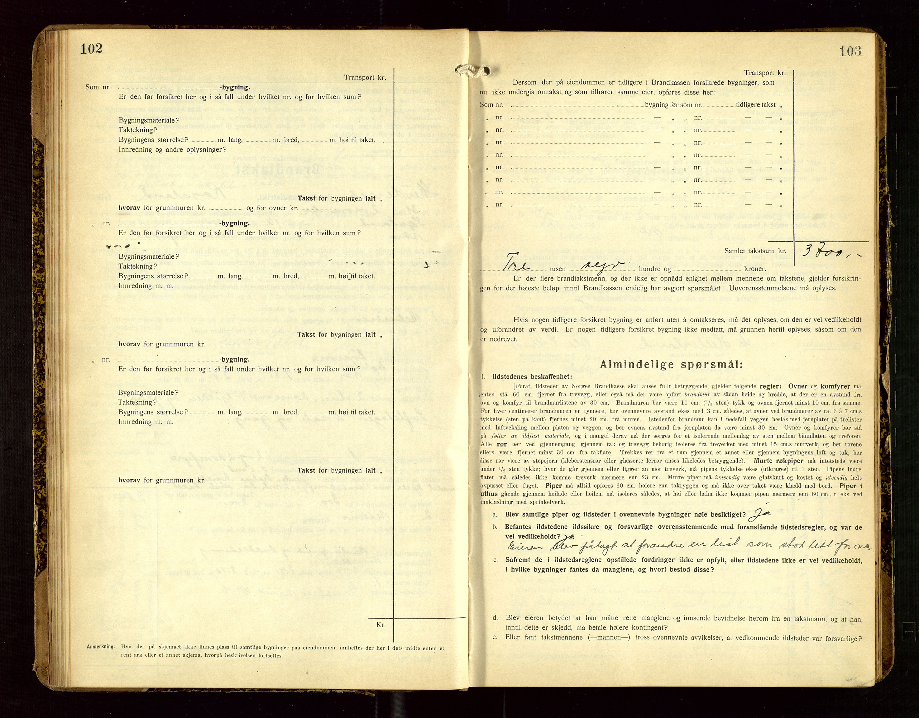 Skudenes lensmannskontor, SAST/A-100444/Gob/L0002: "Brandtakstprotokoll", 1925-1952, p. 102-103