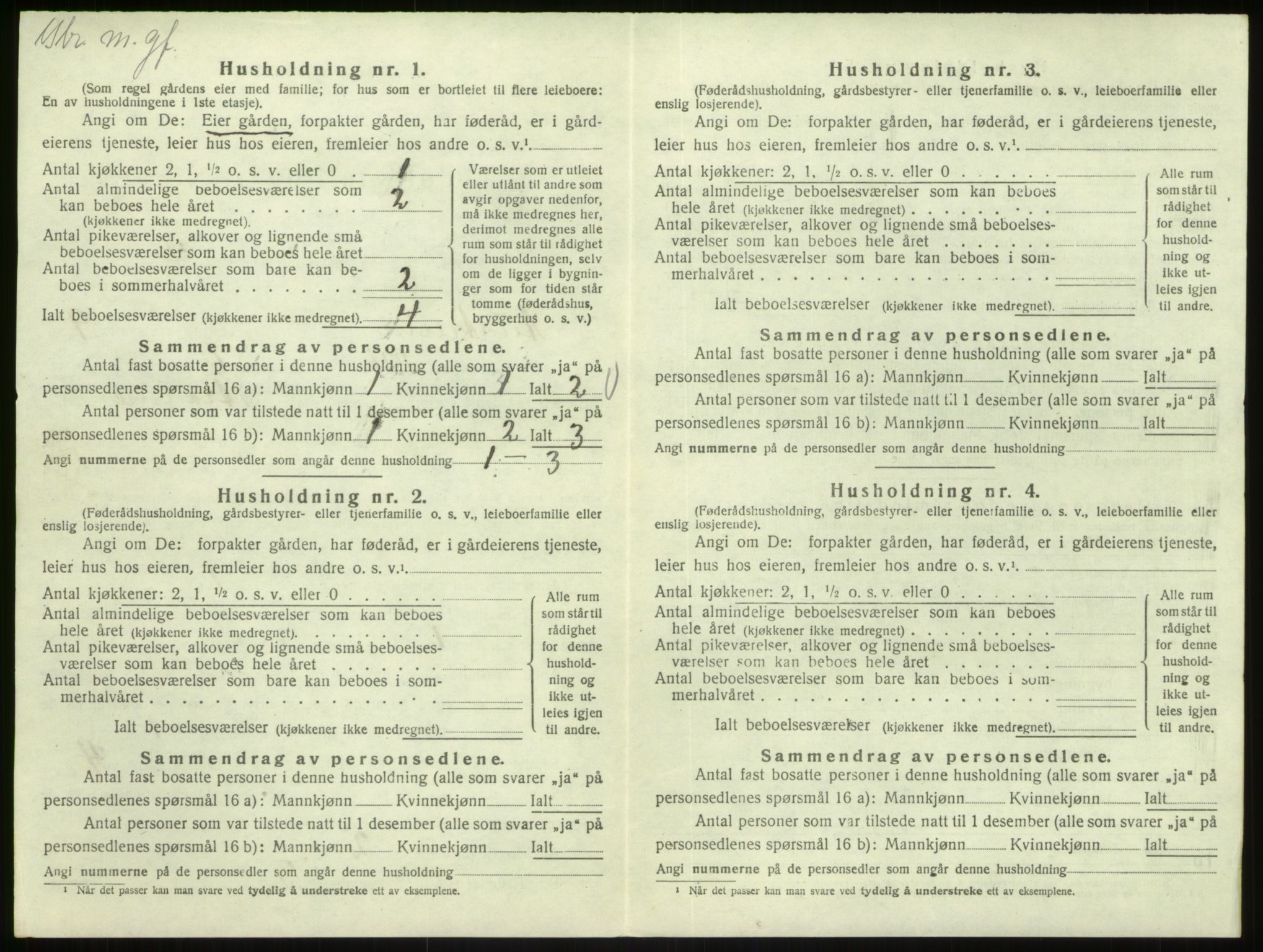 SAB, 1920 census for Austrheim, 1920, p. 434