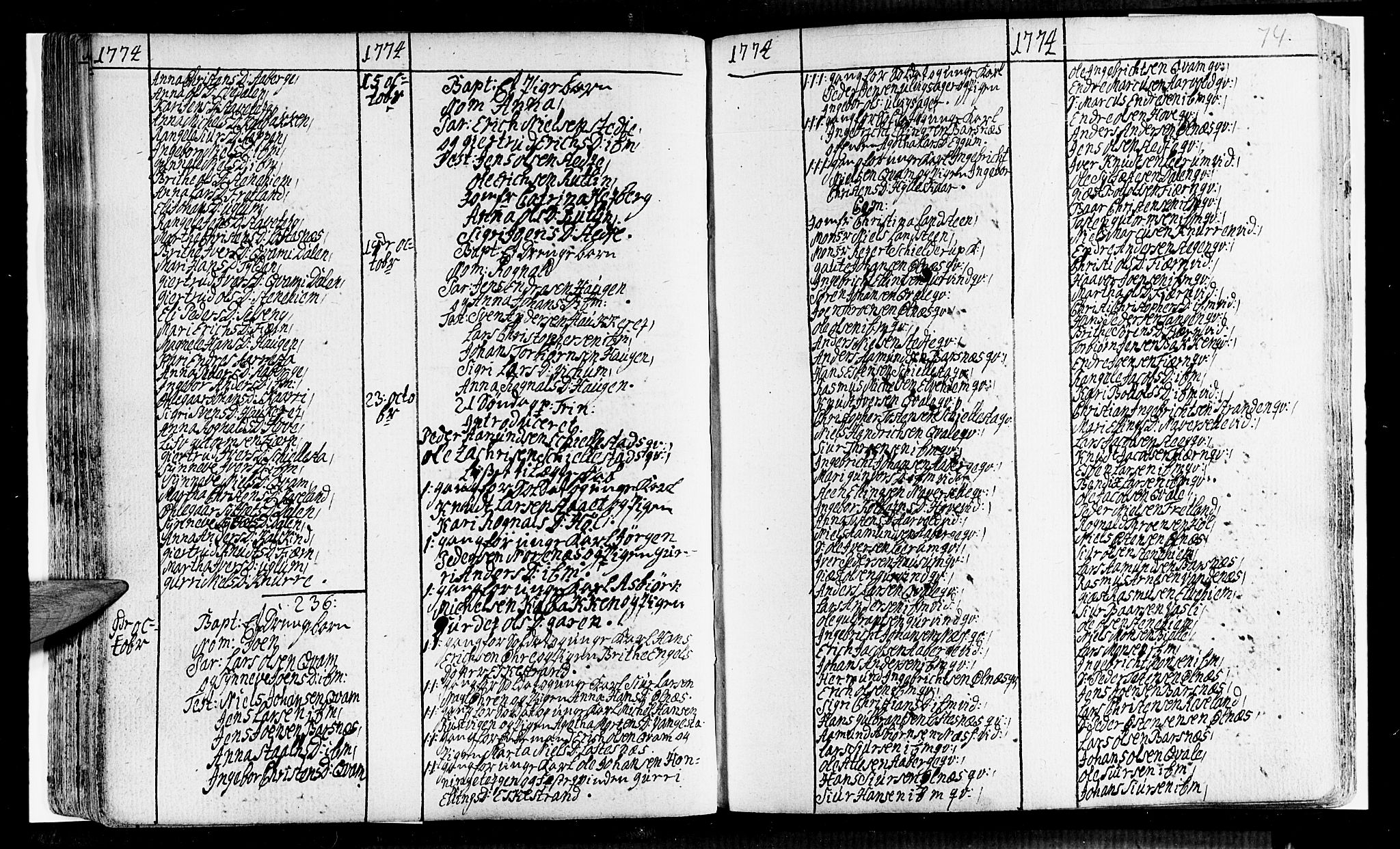 Sogndal sokneprestembete, SAB/A-81301/H/Haa/Haaa/L0005: Parish register (official) no. A 5, 1768-1782, p. 74