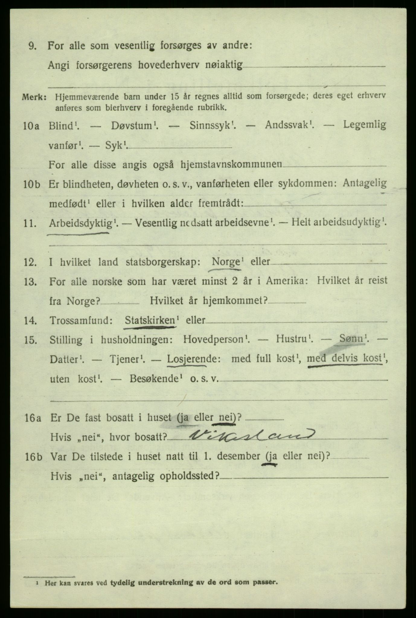 SAB, 1920 census for Aurland, 1920, p. 1899