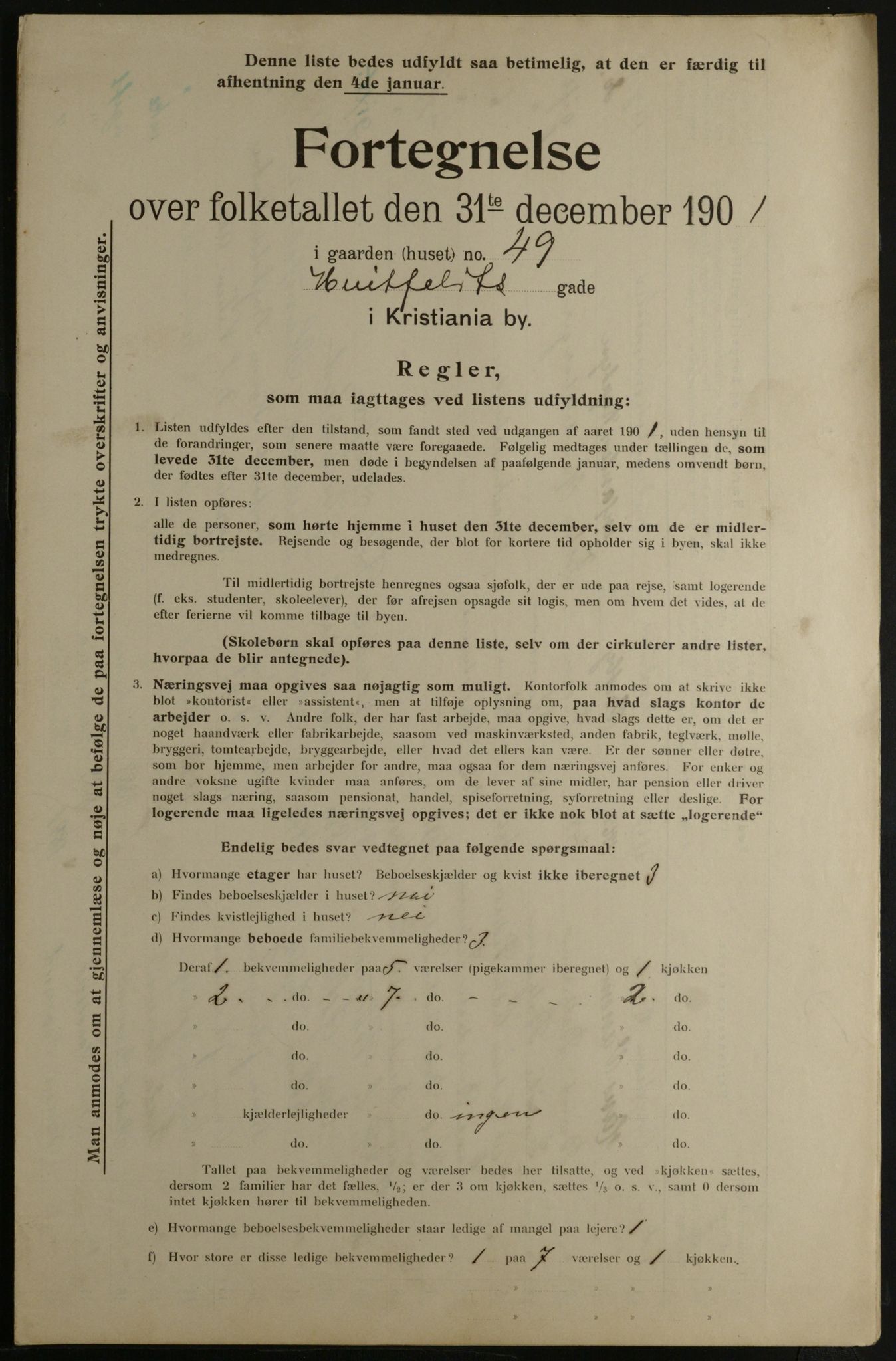 OBA, Municipal Census 1901 for Kristiania, 1901, p. 6647