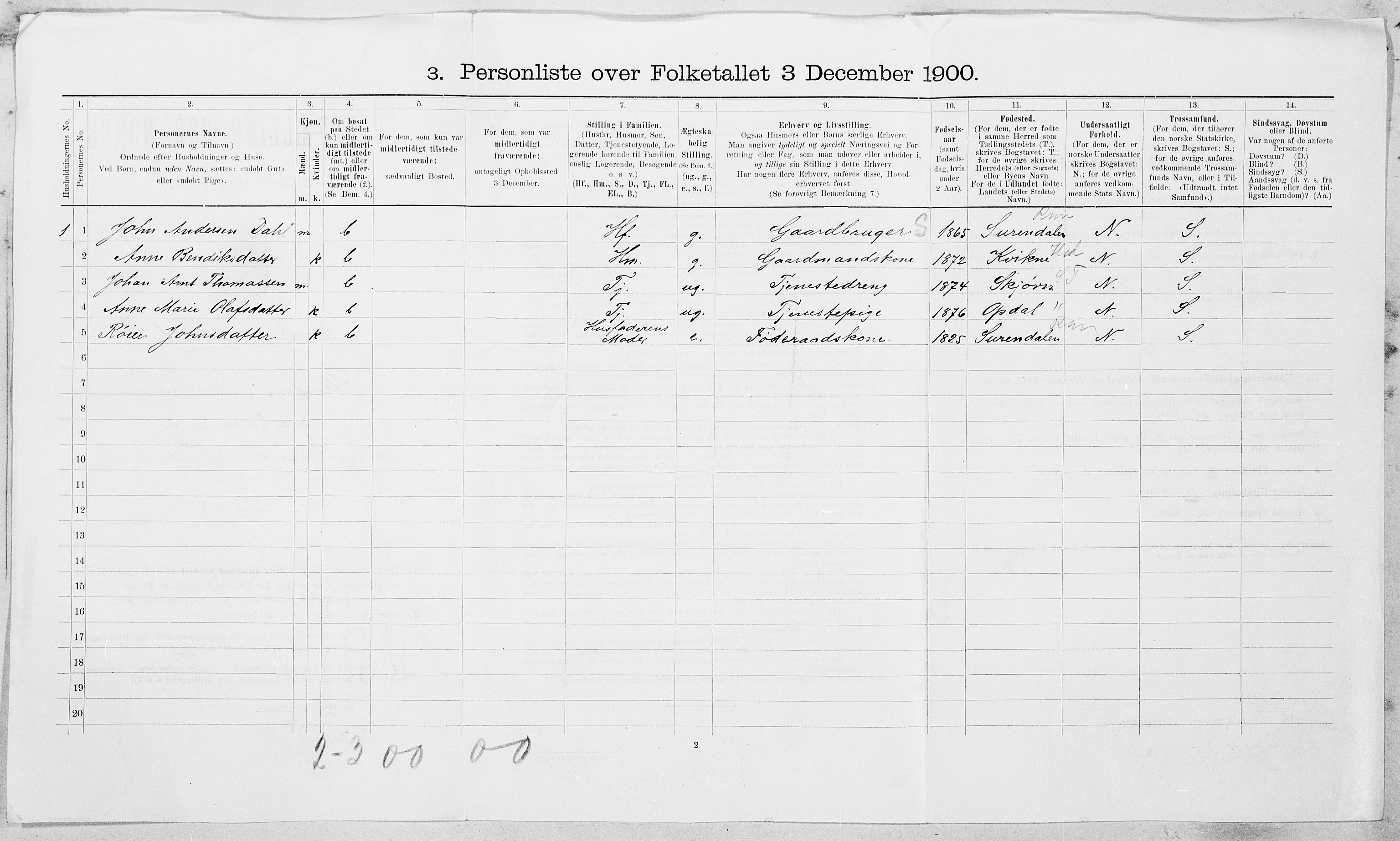 SAT, 1900 census for Strinda, 1900, p. 987