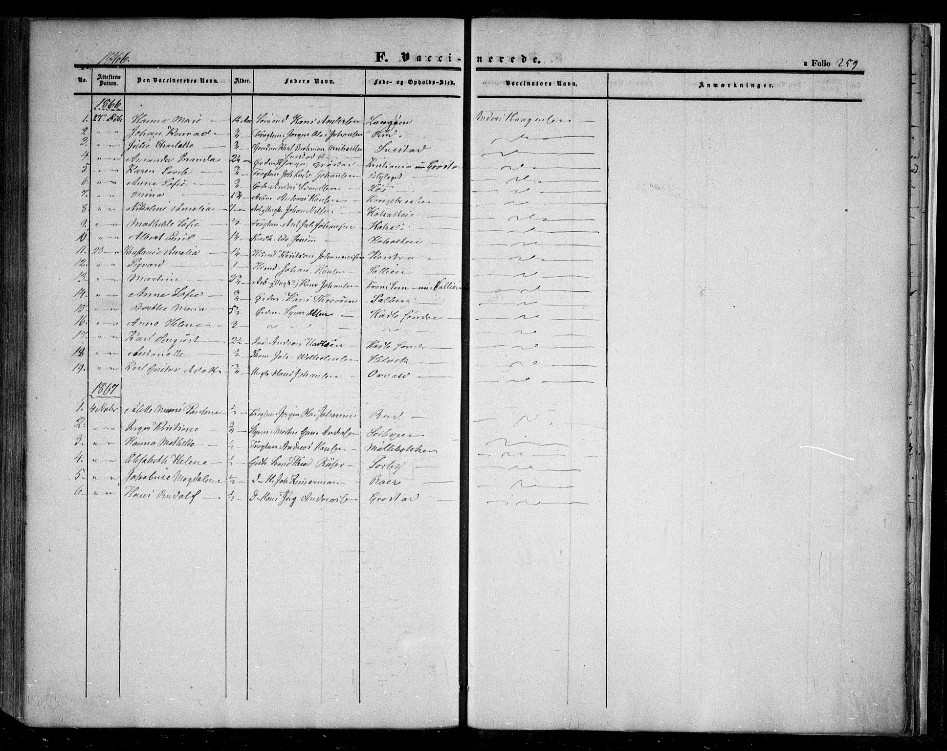 Nesodden prestekontor Kirkebøker, AV/SAO-A-10013/F/Fa/L0007: Parish register (official) no. I 7, 1848-1868, p. 259