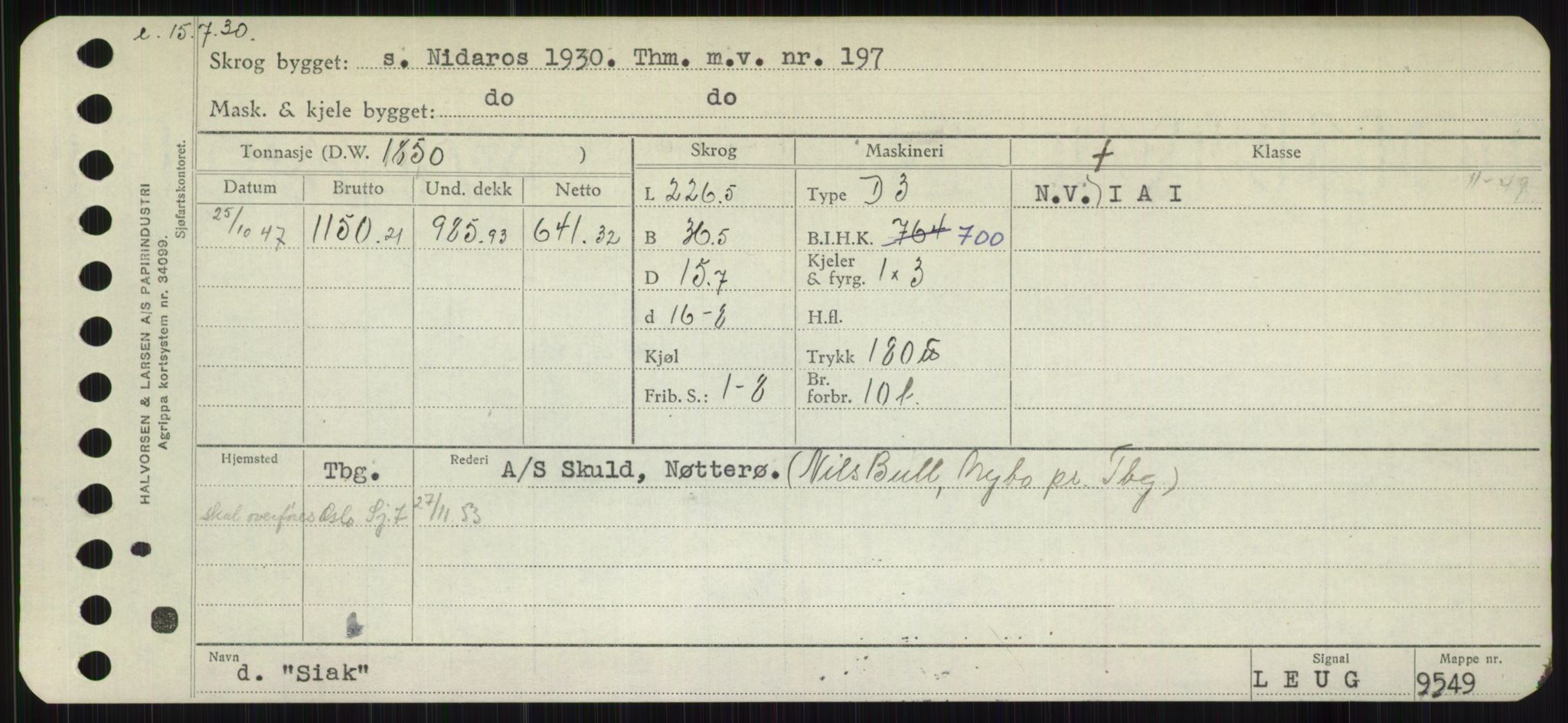 Sjøfartsdirektoratet med forløpere, Skipsmålingen, RA/S-1627/H/Hb/L0004: Fartøy, O-S, p. 313