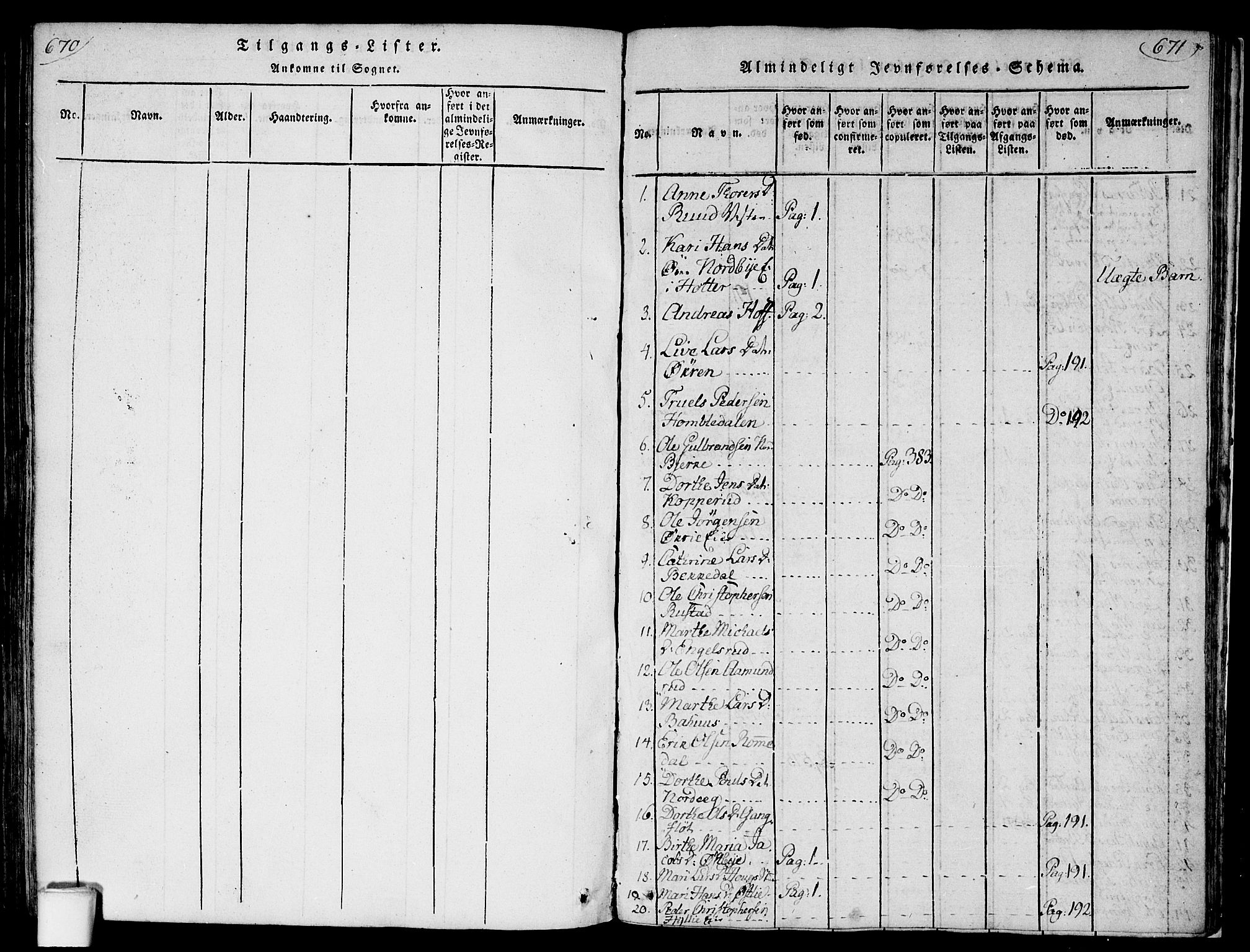 Nannestad prestekontor Kirkebøker, SAO/A-10414a/F/Fa/L0009: Parish register (official) no. I 9, 1815-1840, p. 670-671