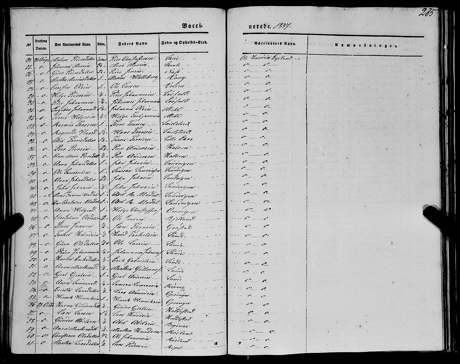 Kvinnherad sokneprestembete, SAB/A-76401/H/Haa: Parish register (official) no. A 7, 1843-1853, p. 285