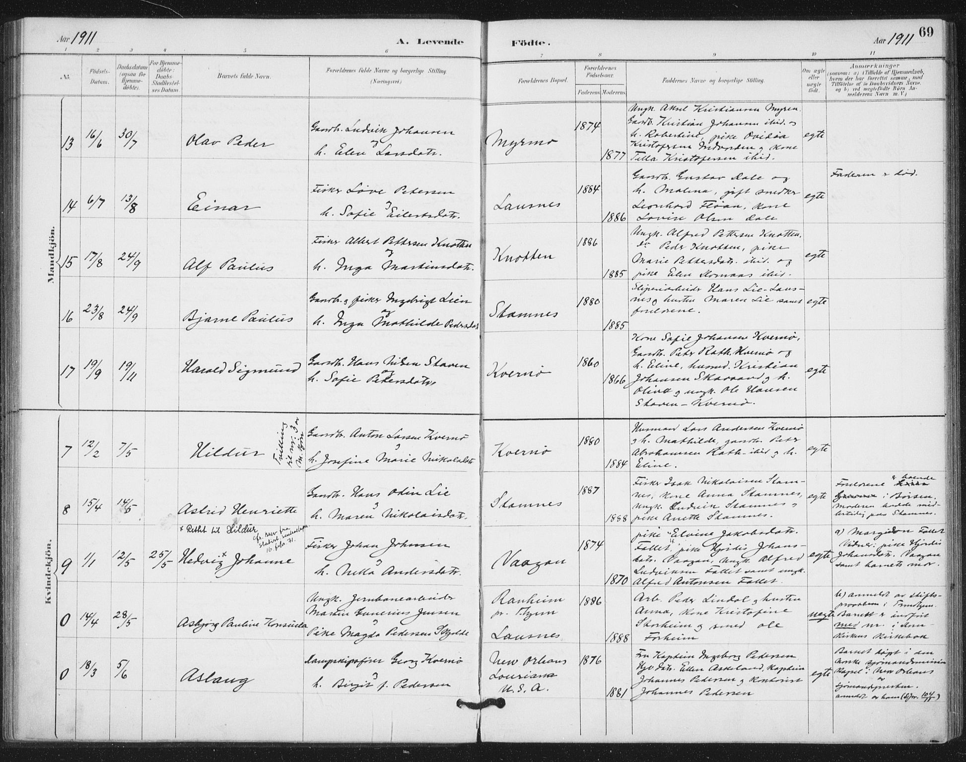 Ministerialprotokoller, klokkerbøker og fødselsregistre - Nord-Trøndelag, AV/SAT-A-1458/772/L0603: Parish register (official) no. 772A01, 1885-1912, p. 69