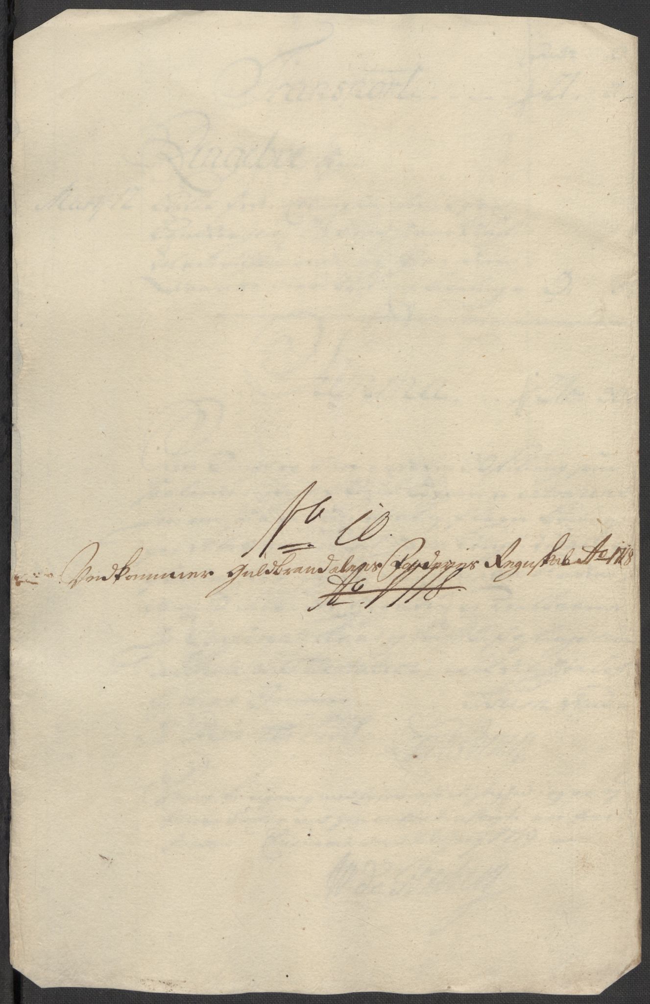 Rentekammeret inntil 1814, Reviderte regnskaper, Fogderegnskap, AV/RA-EA-4092/R17/L1188: Fogderegnskap Gudbrandsdal, 1718, p. 81