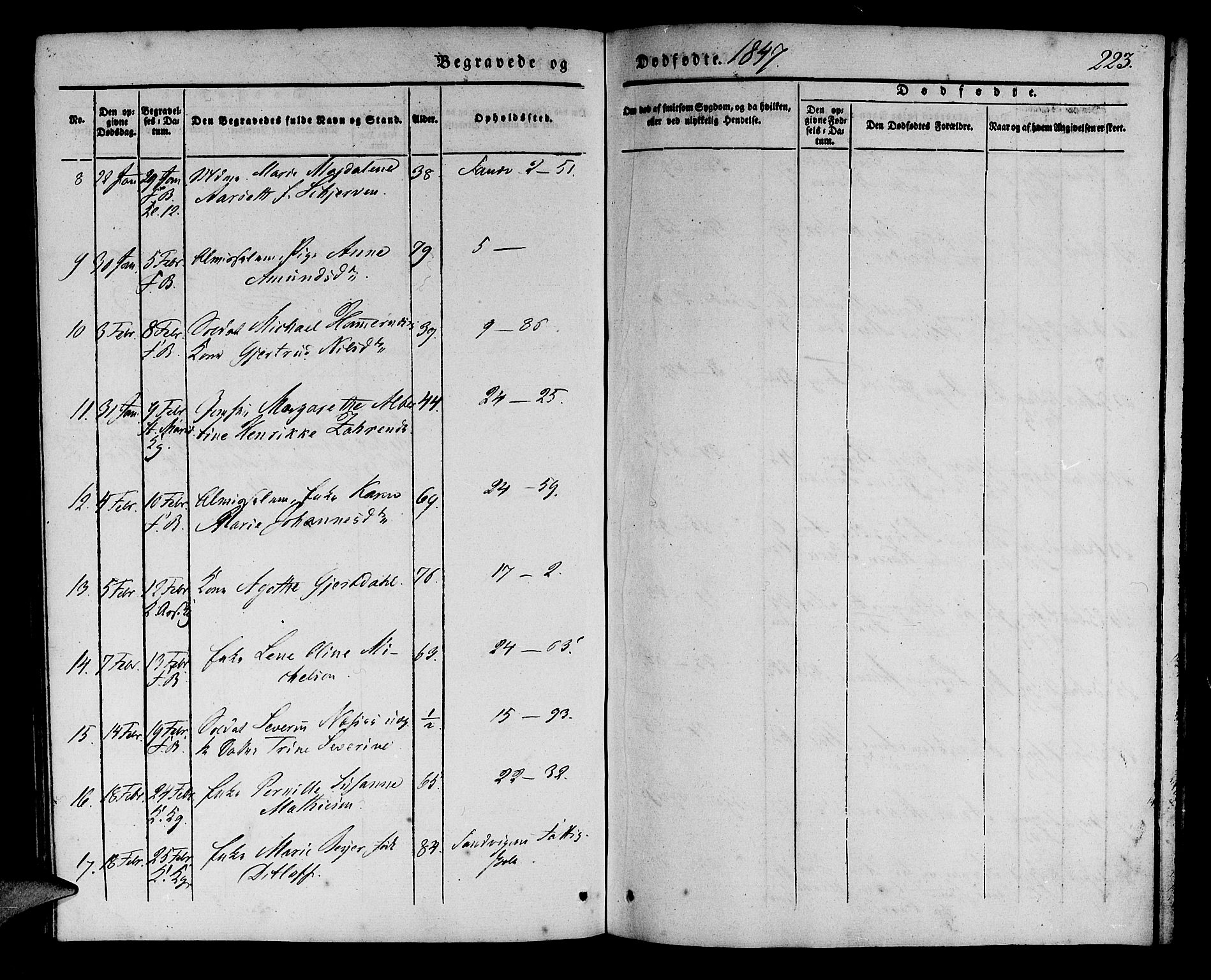 Korskirken sokneprestembete, SAB/A-76101/H/Haa/L0043: Parish register (official) no. E 1, 1834-1848, p. 223
