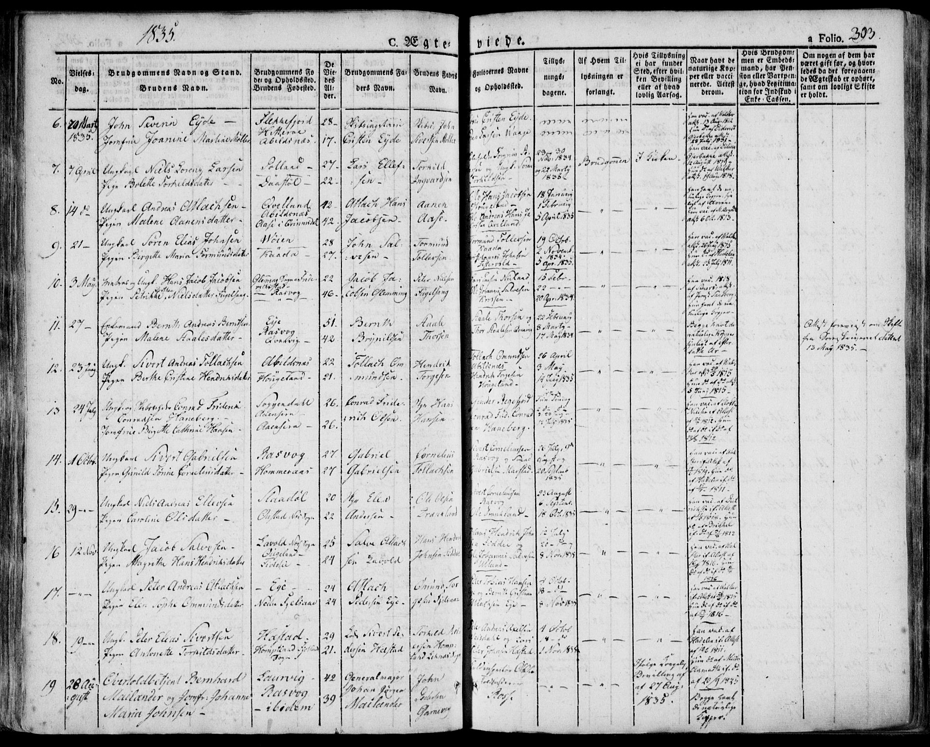 Flekkefjord sokneprestkontor, AV/SAK-1111-0012/F/Fa/Fac/L0003: Parish register (official) no. A 3, 1826-1841, p. 303