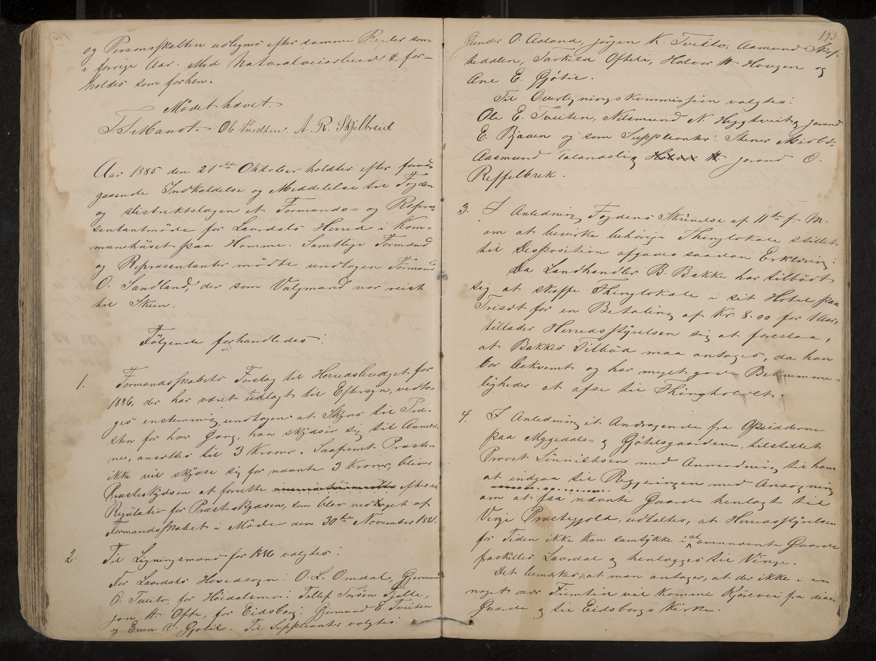 Lårdal formannskap og sentraladministrasjon, IKAK/0833021/A/L0002: Møtebok, 1865-1893, p. 193