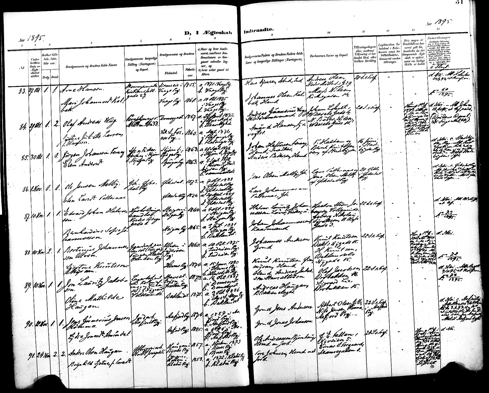 Ministerialprotokoller, klokkerbøker og fødselsregistre - Sør-Trøndelag, AV/SAT-A-1456/604/L0198: Parish register (official) no. 604A19, 1893-1900, p. 31