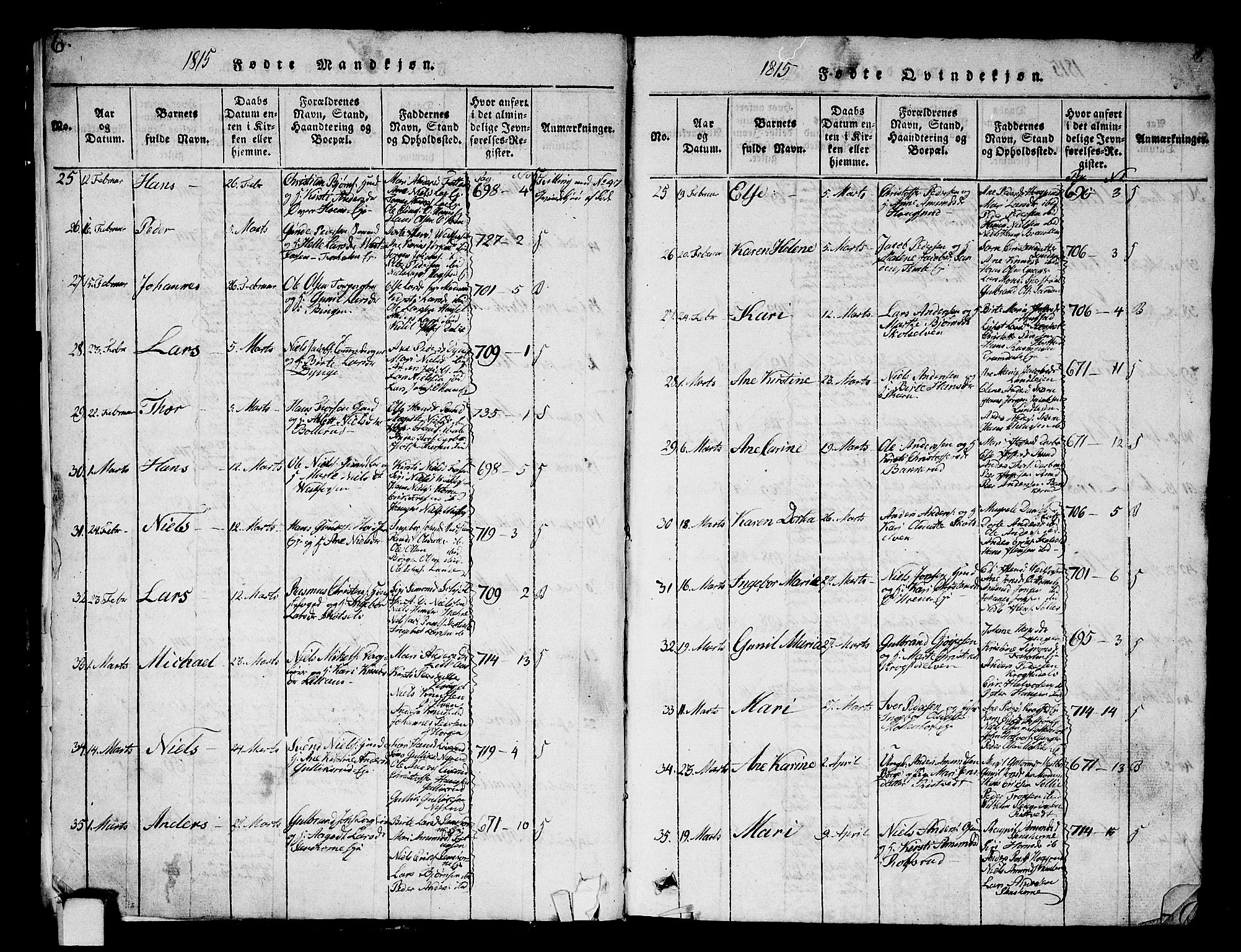 Eiker kirkebøker, AV/SAKO-A-4/G/Ga/L0001: Parish register (copy) no. I 1, 1814-1832, p. 6-7
