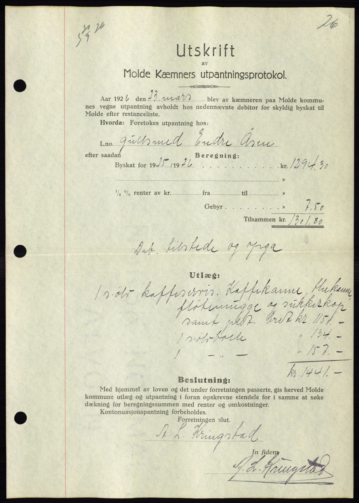 Molde byfogd, AV/SAT-A-0025/2/2C/L0011: Mortgage book no. 11, 1926-1932, Deed date: 30.09.1926