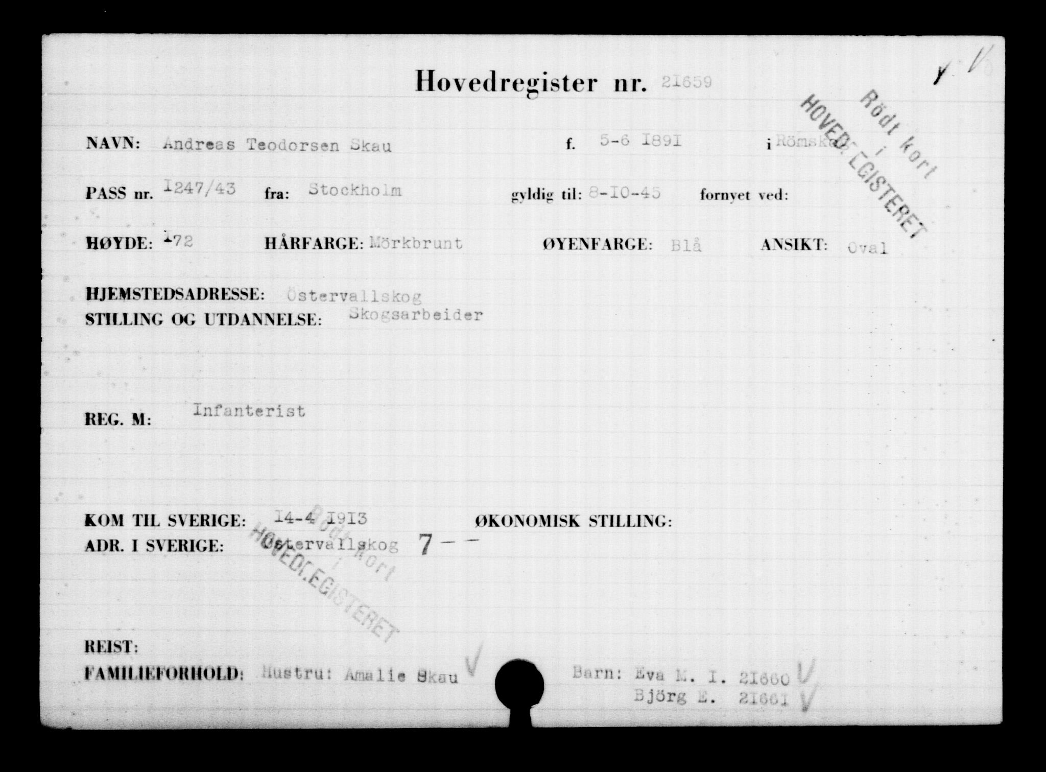 Utenriksstasjonene, Legasjonen i Stockholm, Flyktningkontoret, AV/RA-S-6753/V/Va/L0009: Kjesäterkartoteket, flyktninger med registreringsnr. 18502-22048, 1940-1945, p. 2684